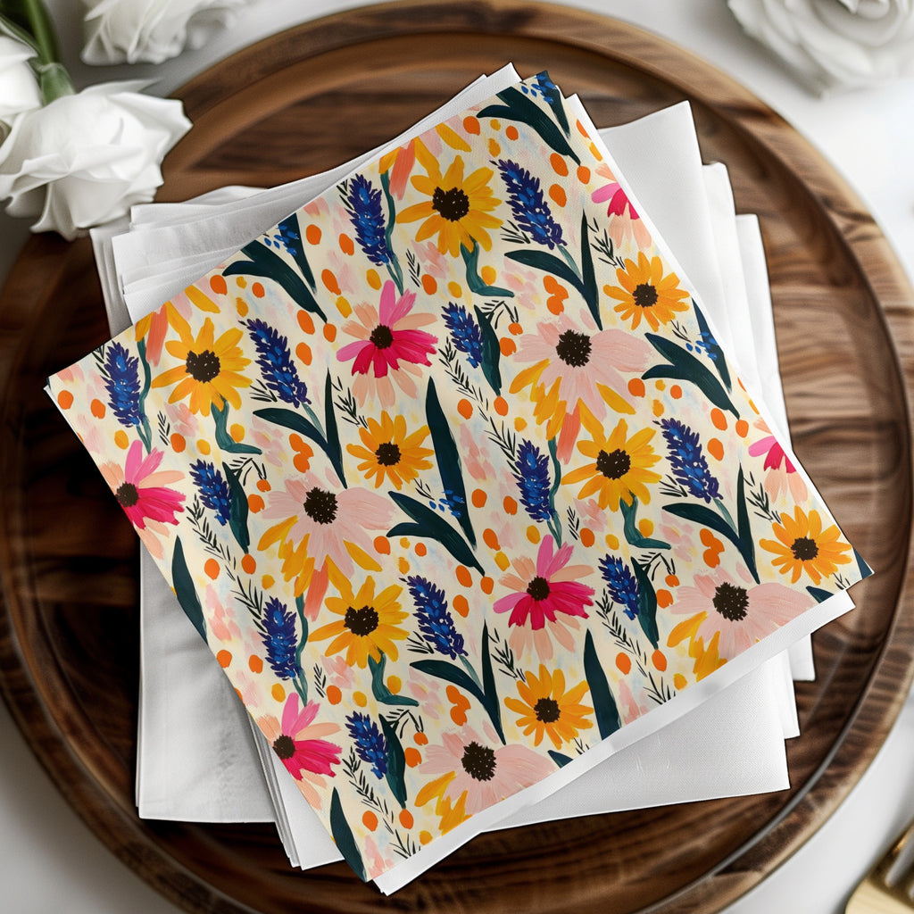Colorful Floral Pattern Napkin Set Decorative Table