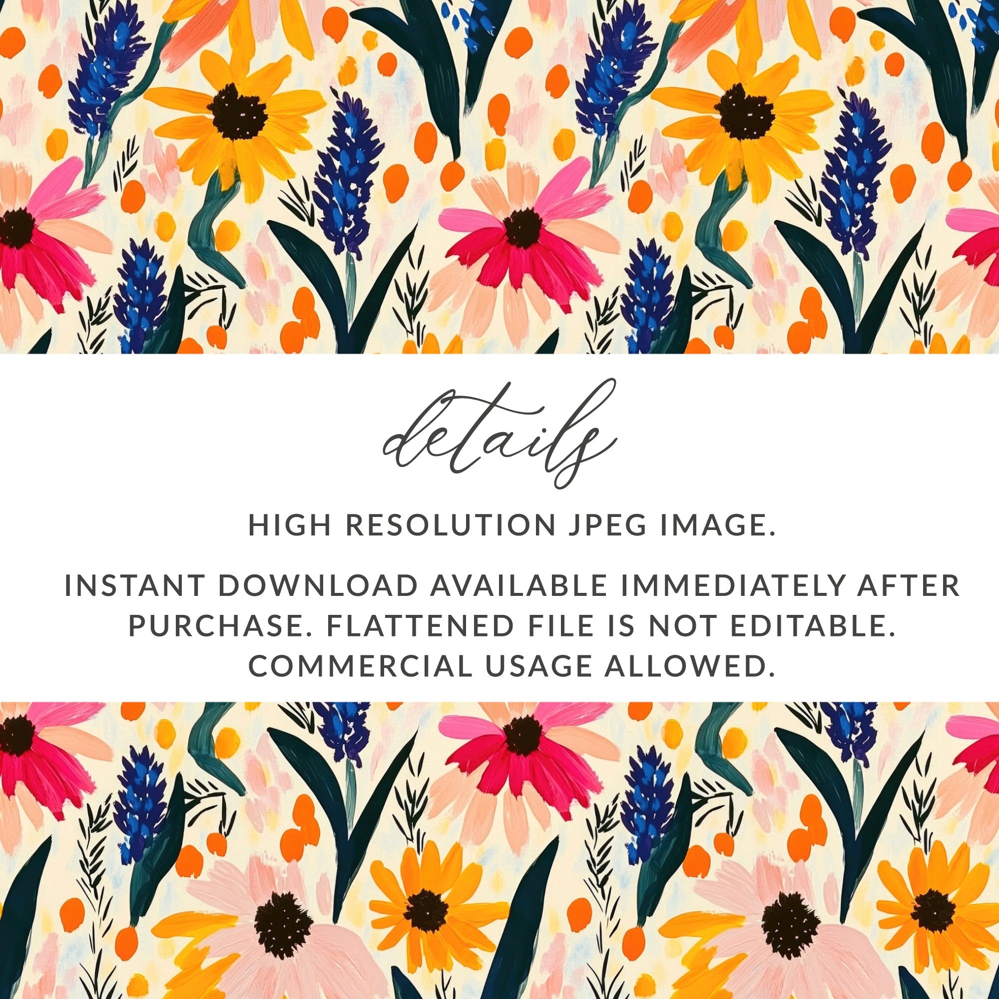 High Resolution Vibrant Floral Pattern Instant Download