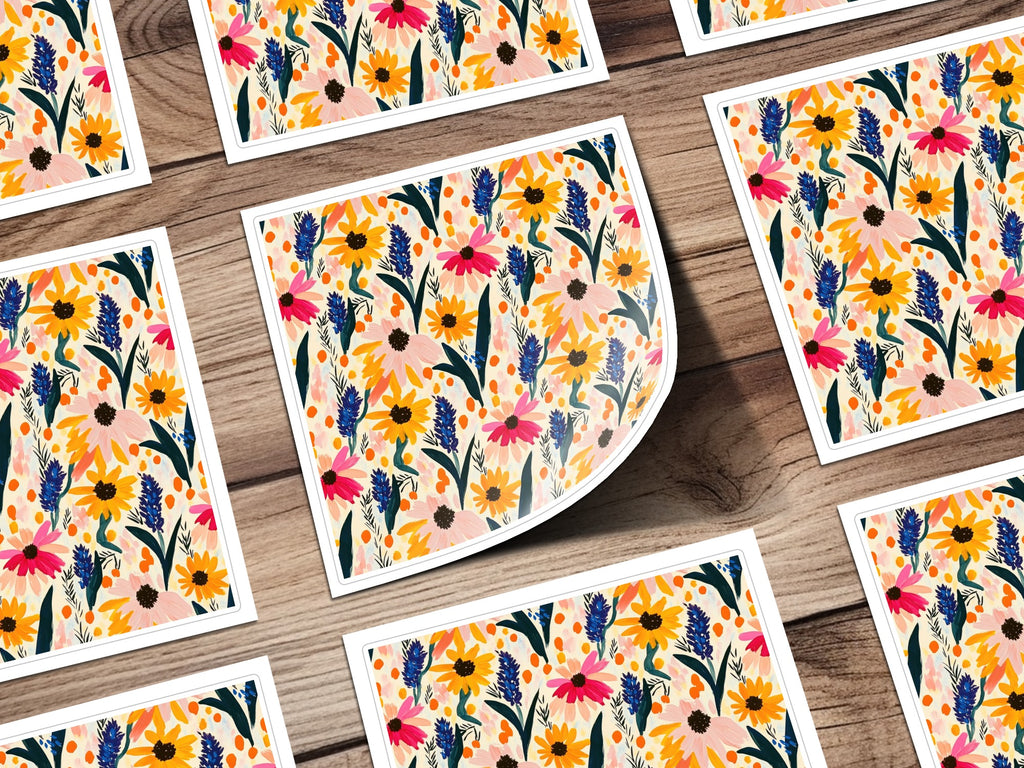 Colorful Hand Drawn Floral Pattern Sticker Sheet