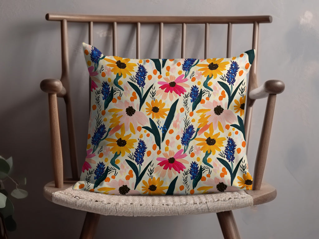 Colorful Floral Design Pillow for Home Decor Accessory
