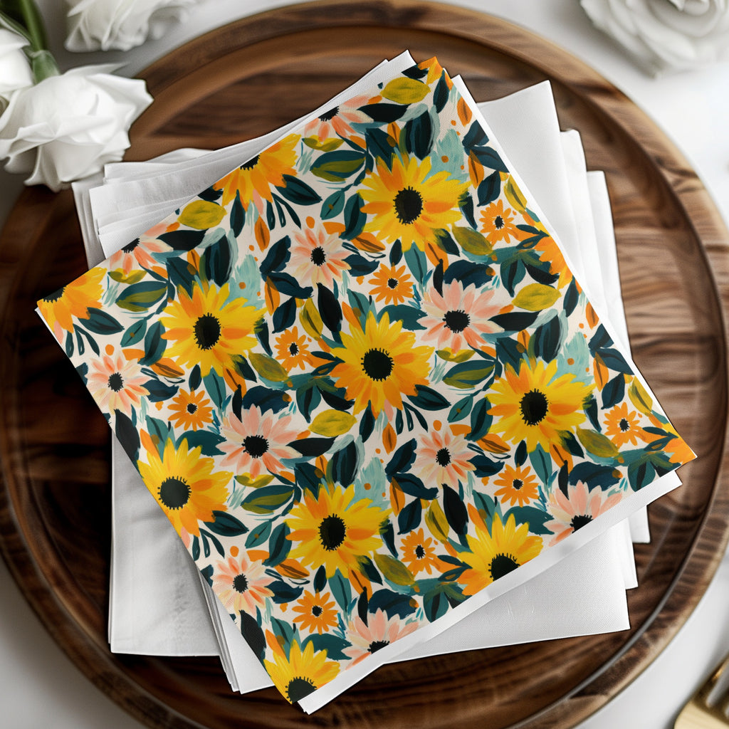 Bright Floral Pattern Decor Sunflower Napkin Product