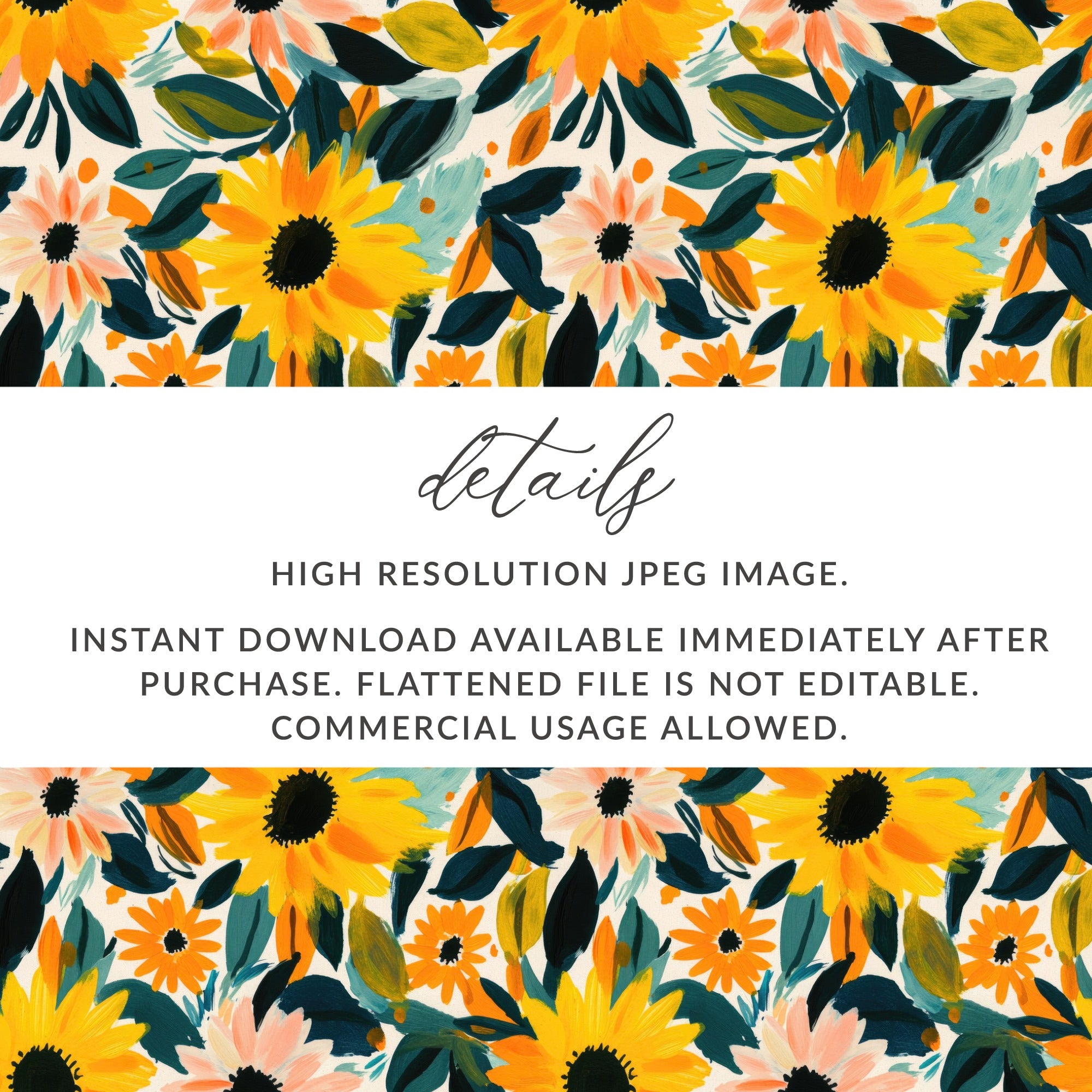 Sunflower and Floral Pattern High Resolution JPEG Image