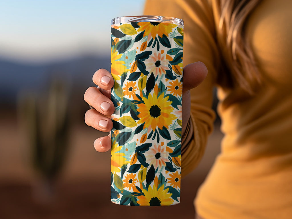 Colorful Sunflower Floral Pattern Insulated Tumbler