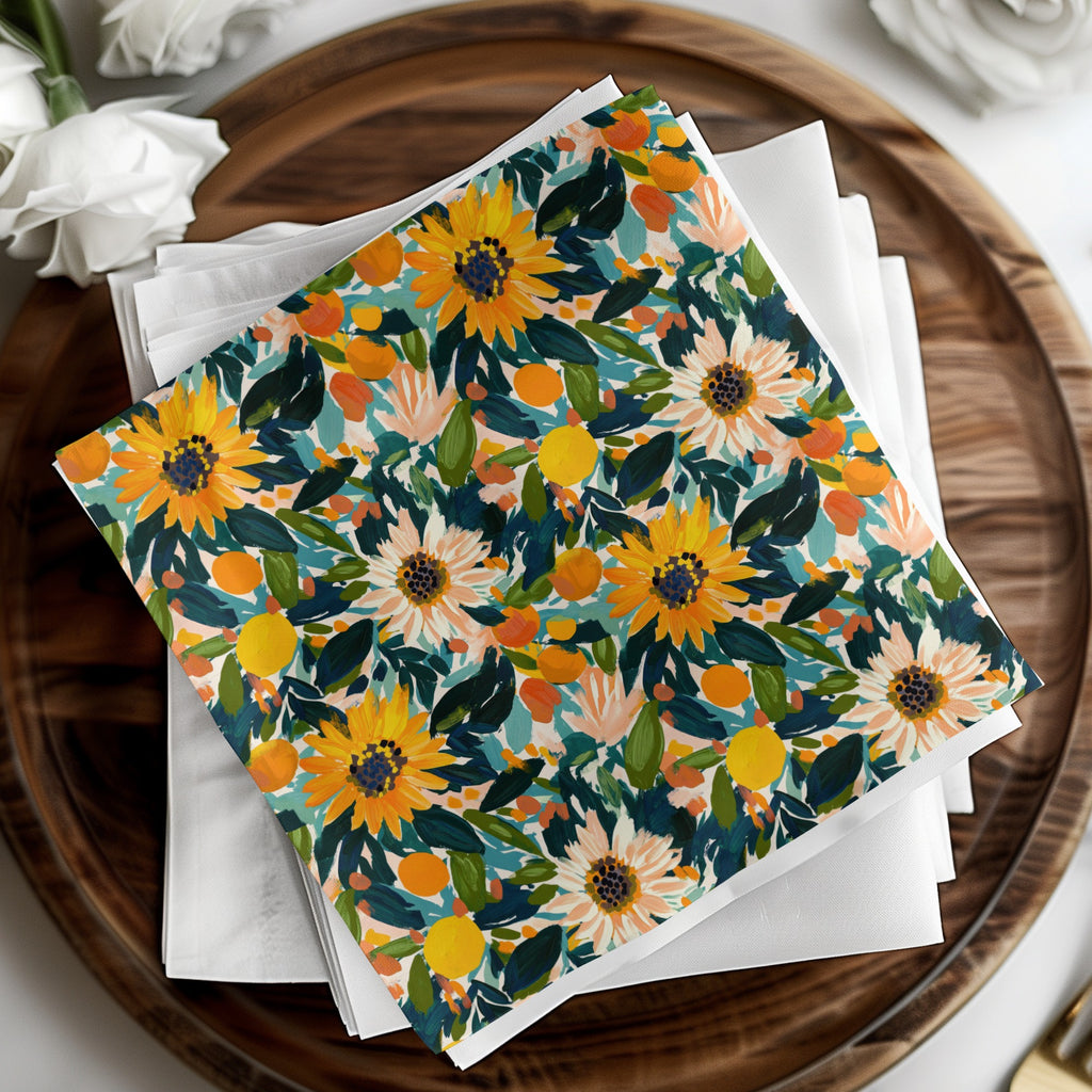 Colorful Floral Design Paper Napkins for Special Celebrations