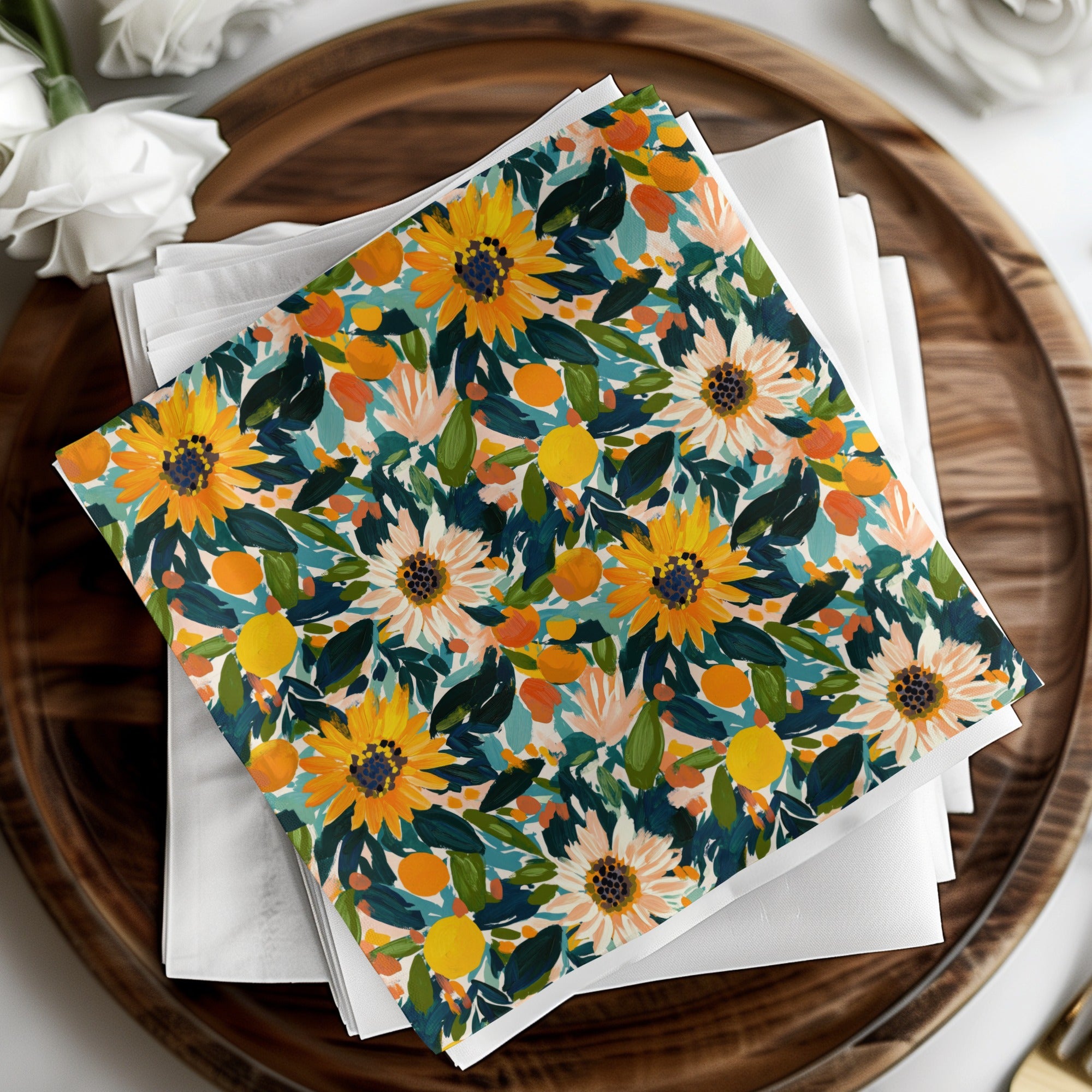 Colorful Floral Design Paper Napkins for Special Celebrations