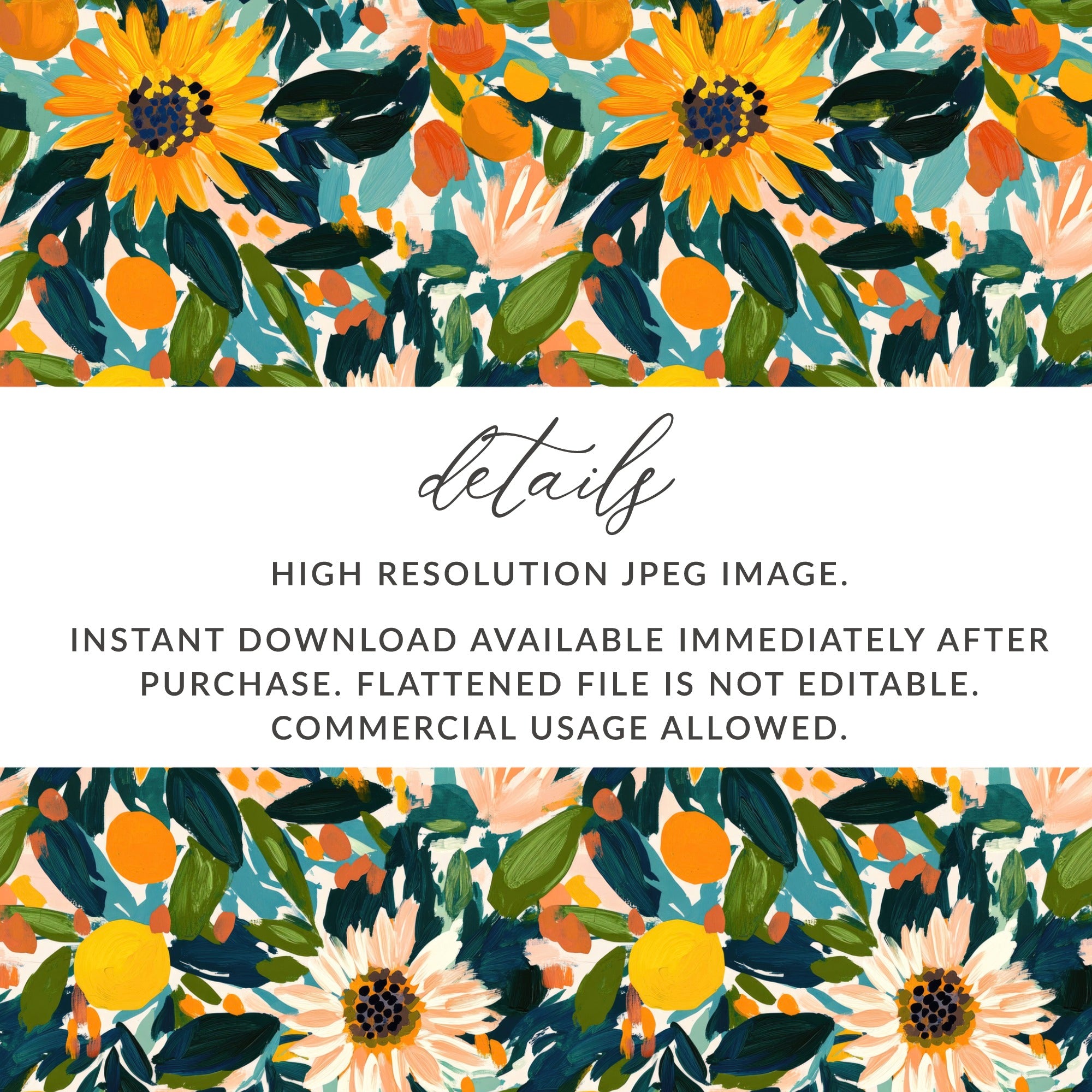 High Resolution Sunflower Floral Pattern JPEG Image