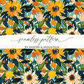 Colorful Sunflower and Floral Seamless Pattern Design