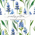 Seamless Texas Bluebonnets Pattern Spring Floral Wildflowers Background - Moore and Mountain