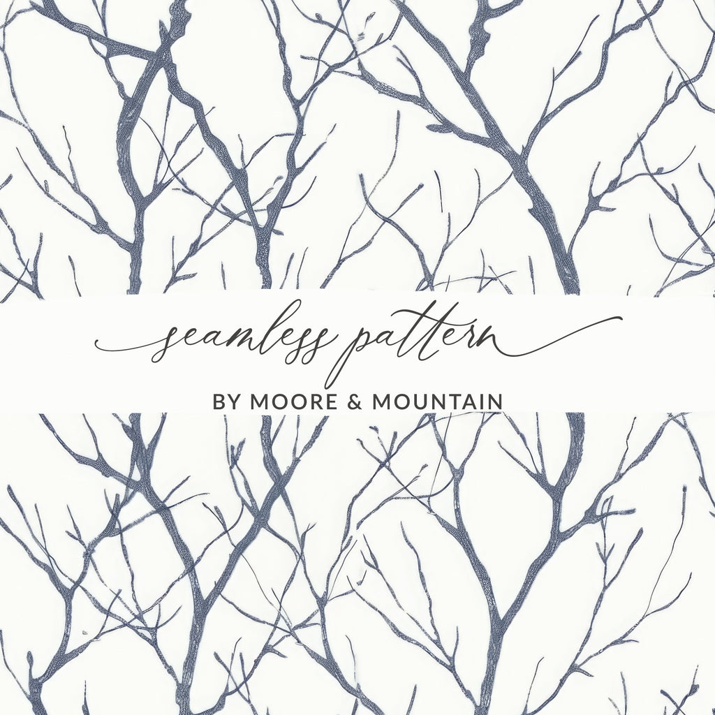 Seamless Tree Branch Pattern Digital Paper, Modern Background Digital Download, Printable Patterns for Crafts, Scrapbooking, Texture - Moore and Mountain