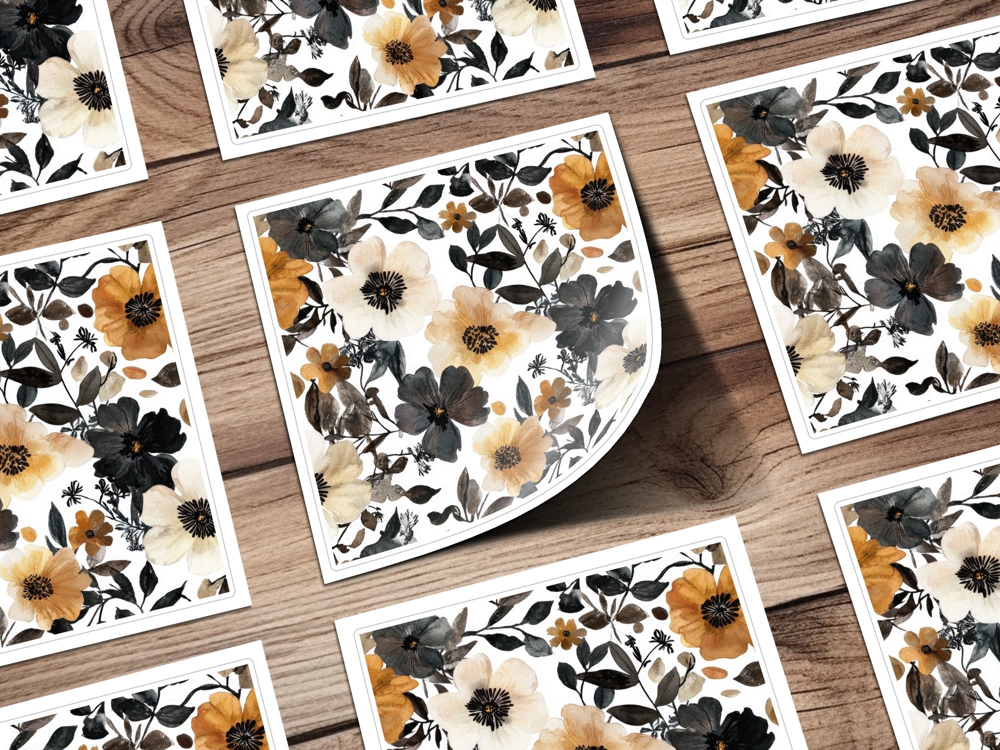 Watercolor Floral Pattern, Seamless Flower Repeat, Digital Paper, Floral Design, Fall Colors, Printable Pattern, 2 JPEG Files - Moore and Mountain