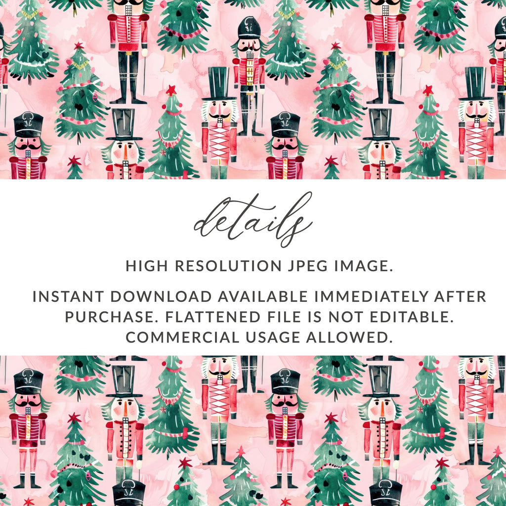 Nutcracker T-Shirt Digital, Christmas Pattern, Holiday Shirt Design, Seamless Festive Print, Watercolor Xmas, Gift Idea - Moore and Mountain