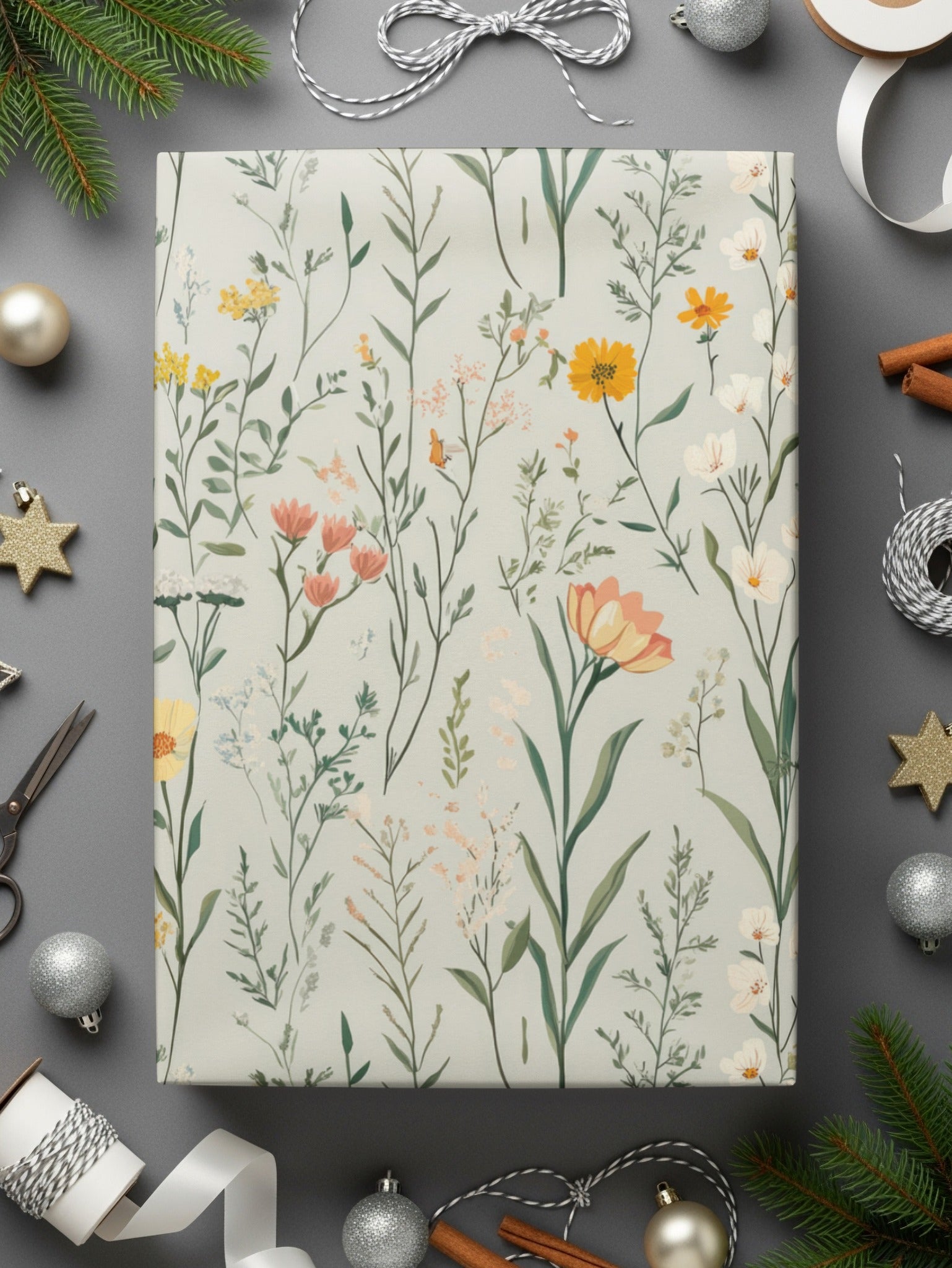 Elegant Floral Pattern Gift Wrapping Paper for Presents