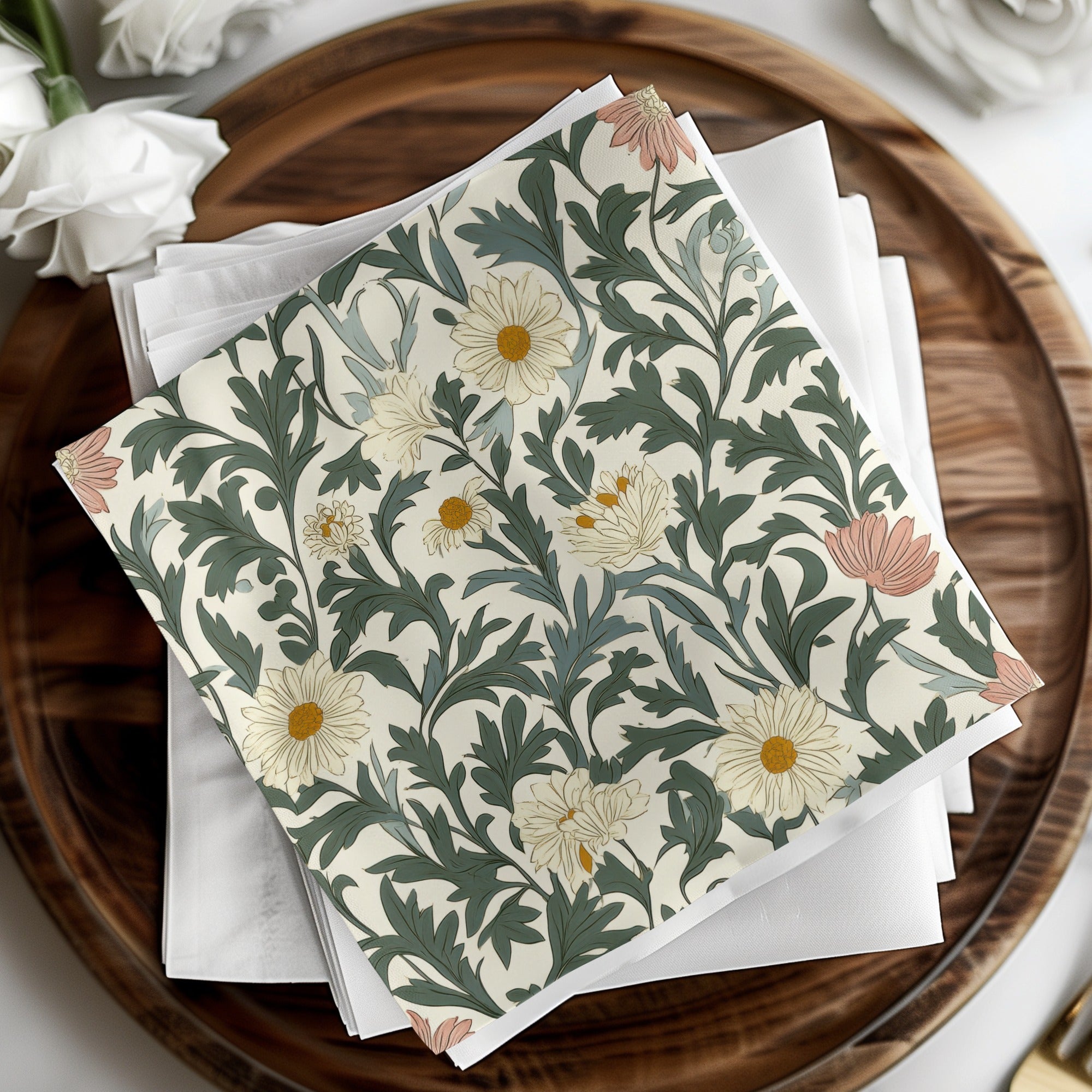 Seamless William Morris Pastel Floral Vines Background For Commercial Use - Moore and Mountain