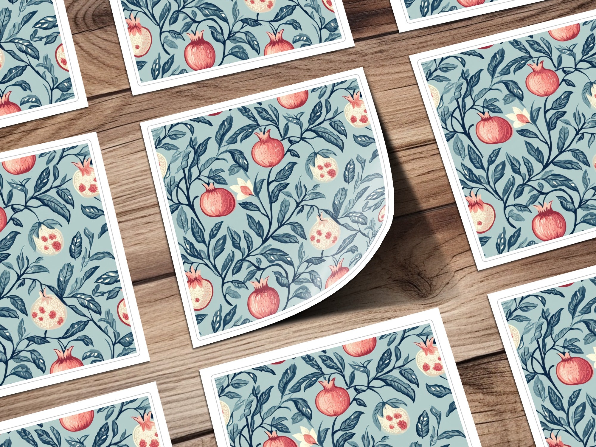Seamless William Morris Pomegranate Print Pink Blue Green Digital - Moore and Mountain