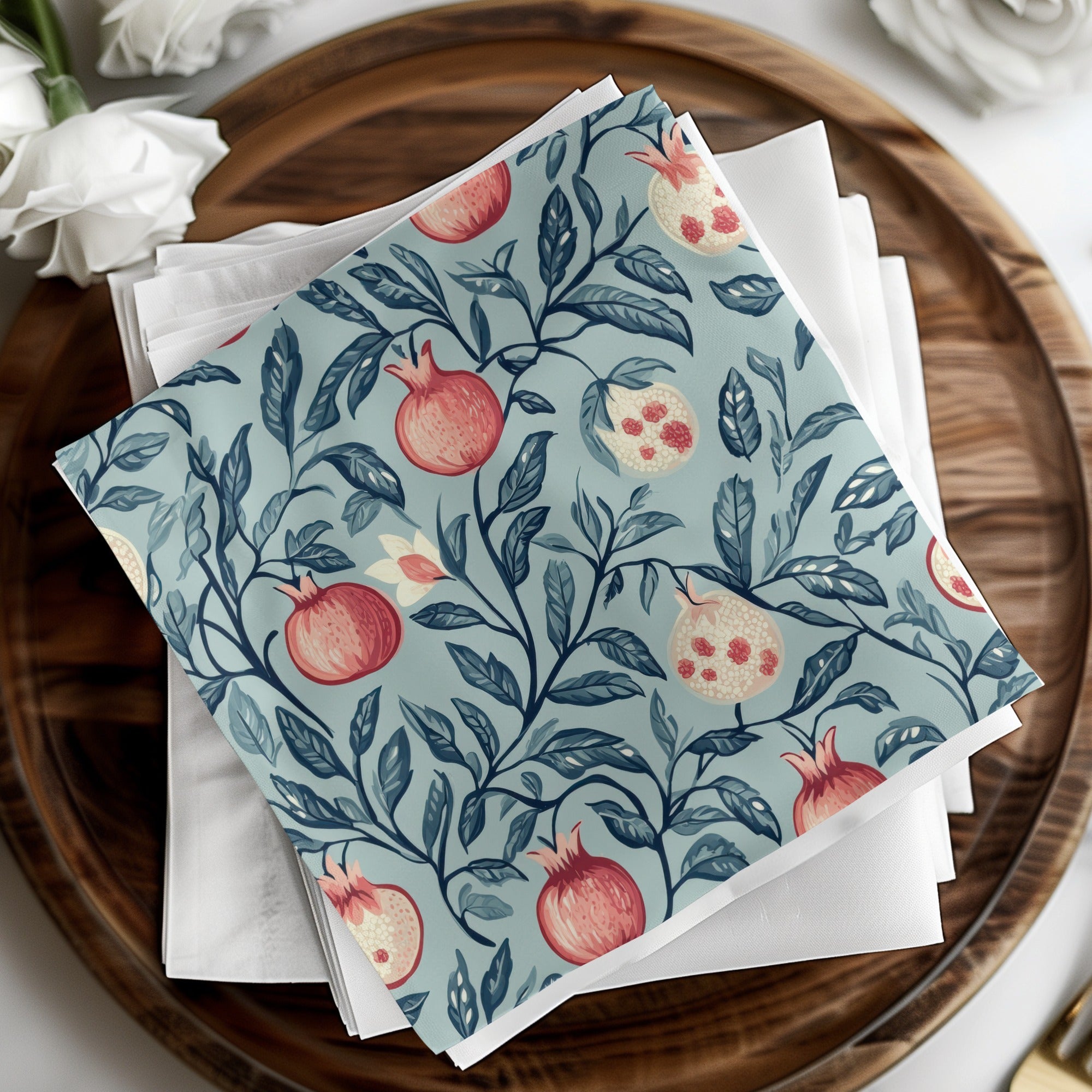 Seamless William Morris Pomegranate Print Pink Blue Green Digital - Moore and Mountain