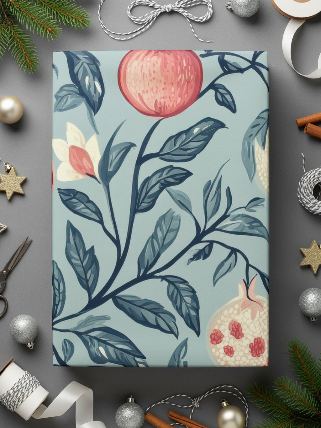 Seamless William Morris Pomegranate Print Pink Blue Green Digital - Moore and Mountain