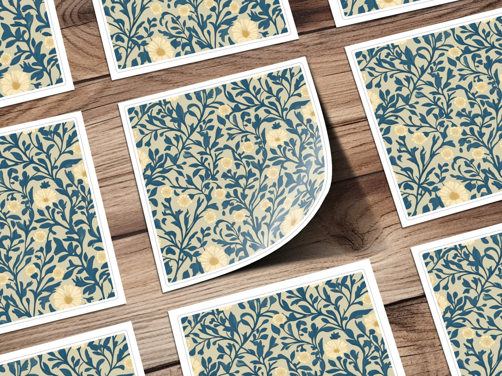 Seamless William Morris Vines Background Blue Beige Digital - Moore and Mountain