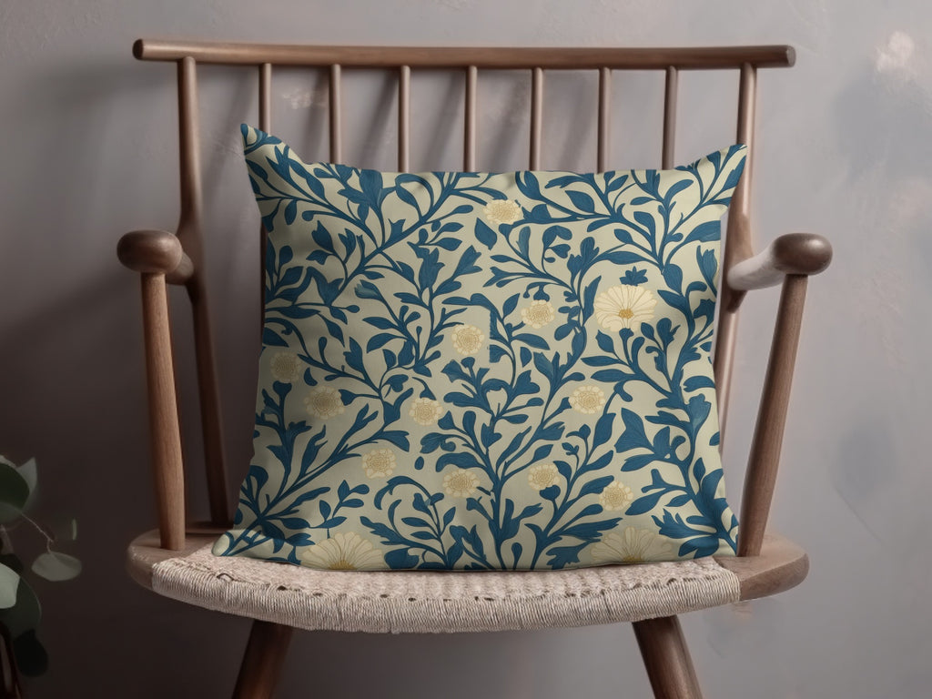 Seamless William Morris Vines Background Blue Beige Digital - Moore and Mountain