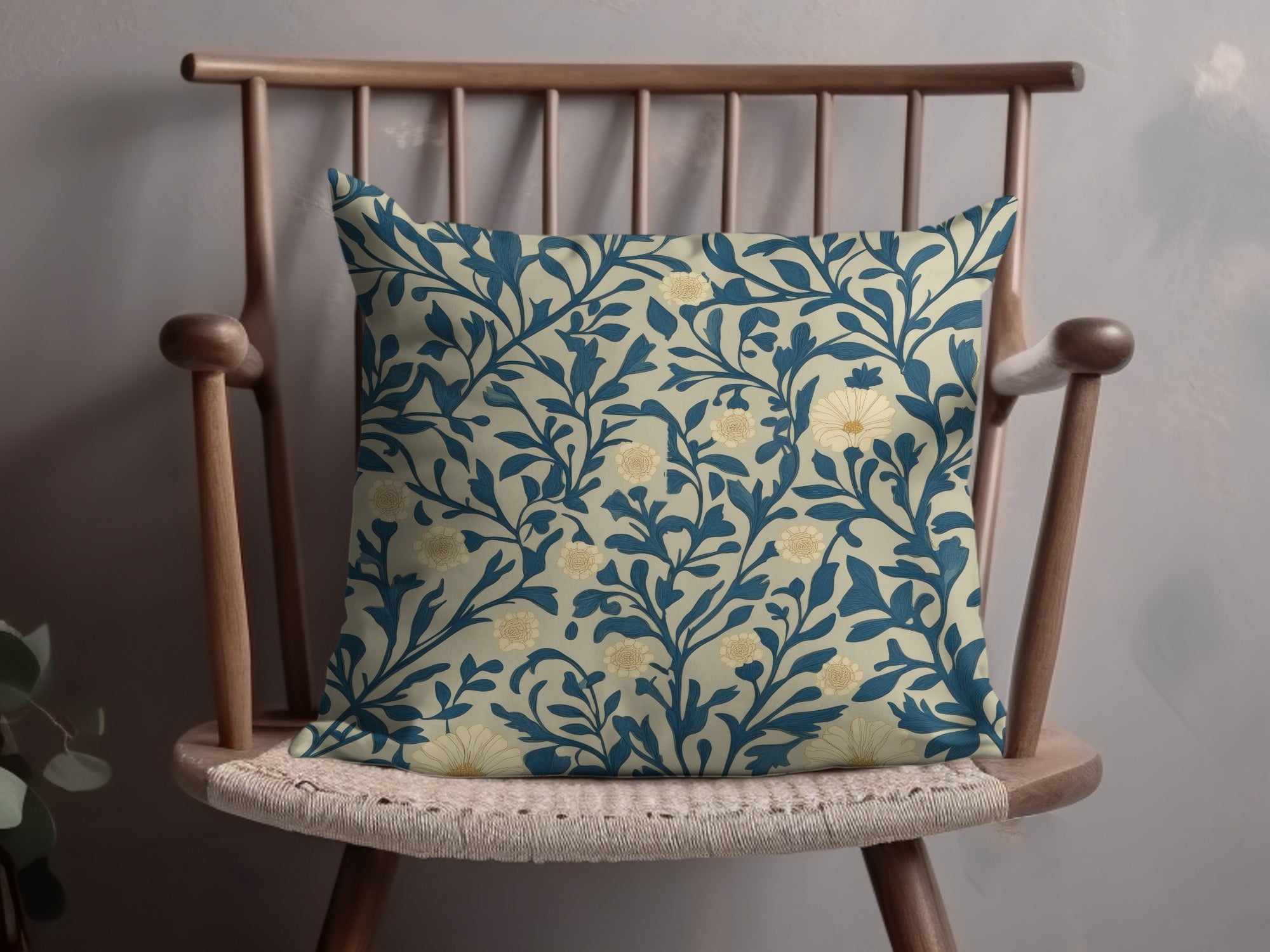 Seamless William Morris Vines Background Blue Beige Digital - Moore and Mountain