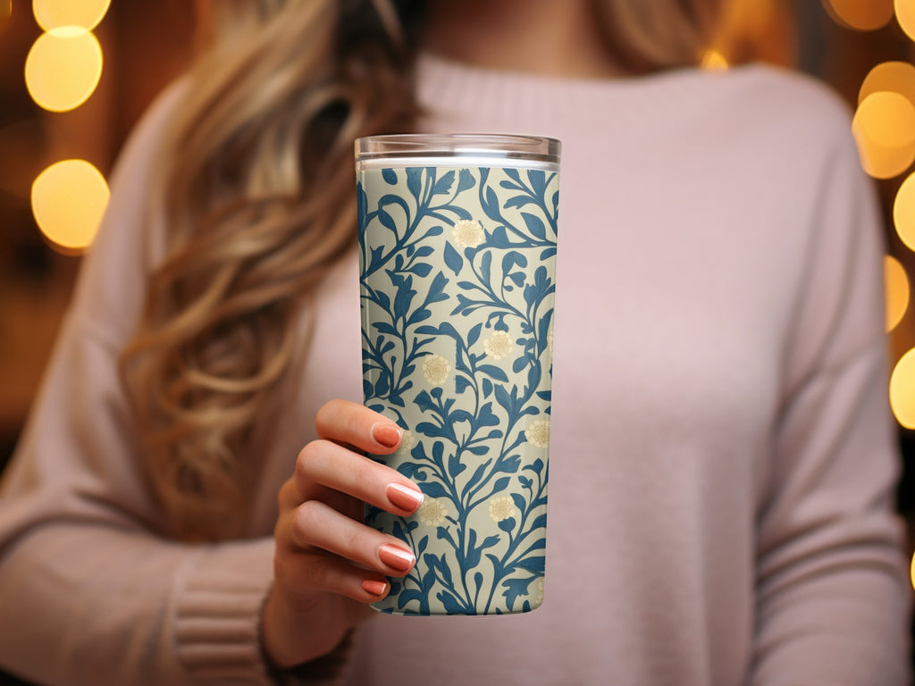 Seamless William Morris Vines Background Blue Beige Digital - Moore and Mountain