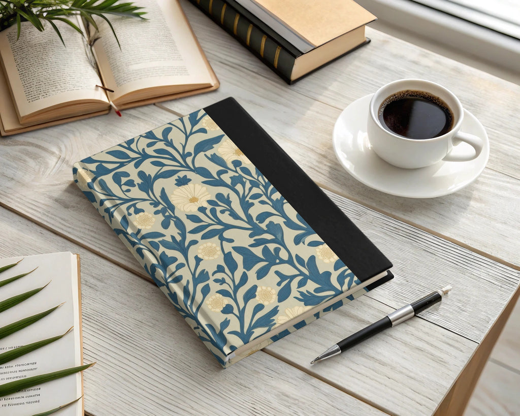 Seamless William Morris Vines Background Blue Beige Digital - Moore and Mountain