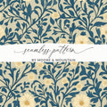 Seamless William Morris Vines Background Blue Beige Digital - Moore and Mountain