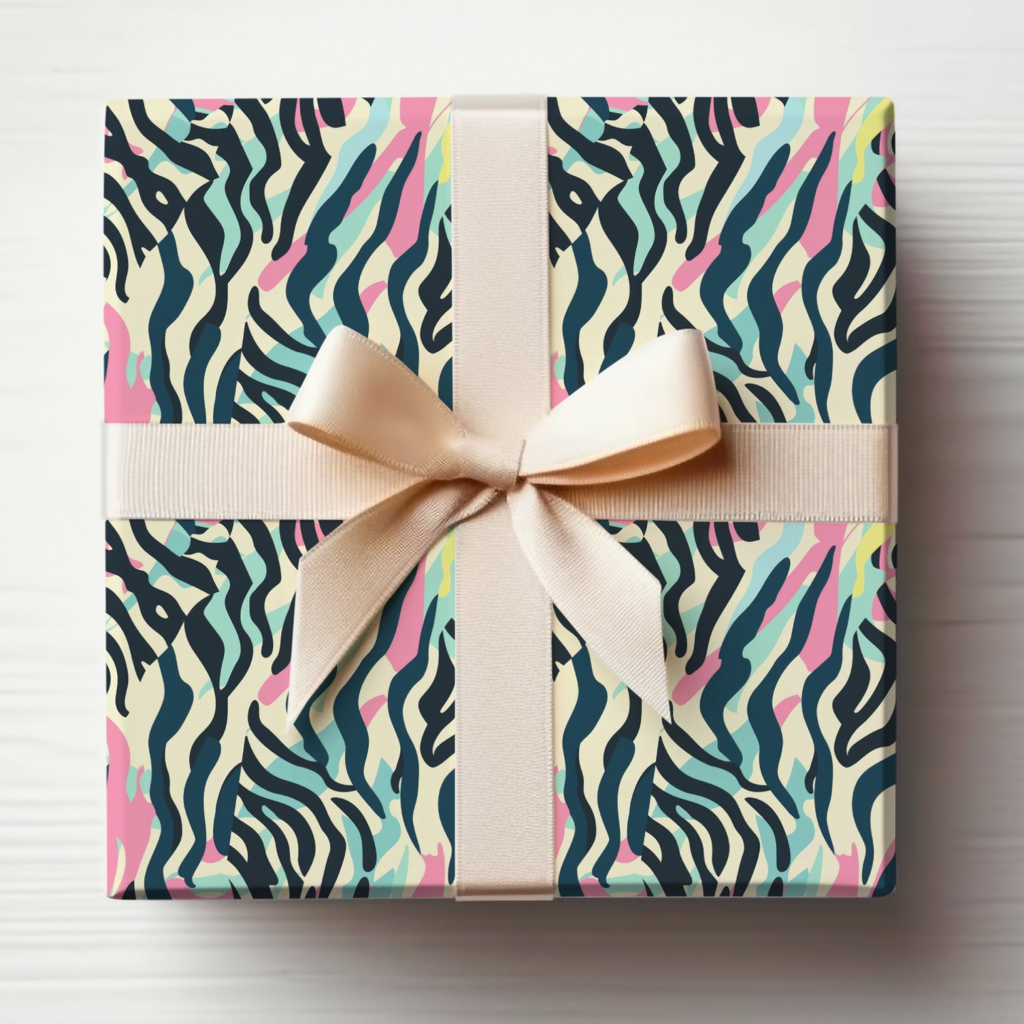 Colorful Zebra Print Wrapped Gift Box Product