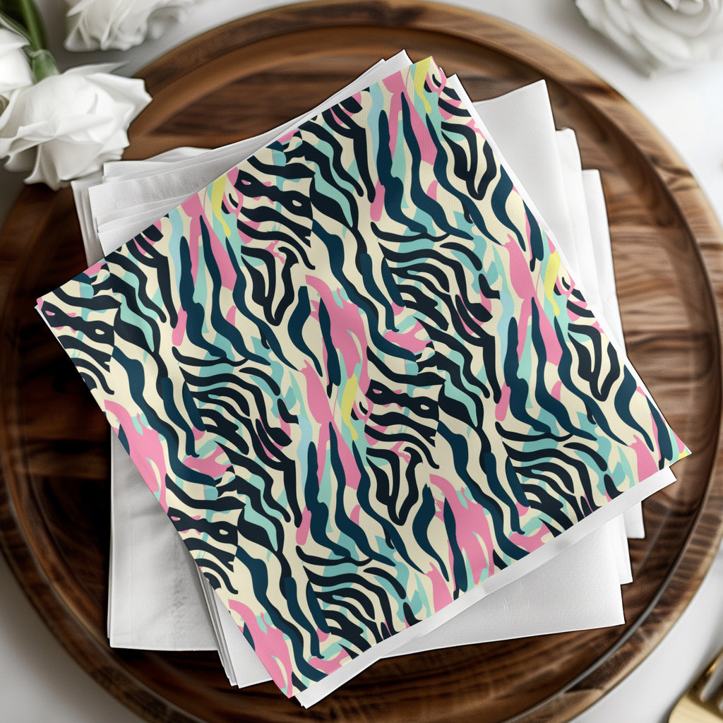 Multicolor Abstract Zebra Stripes Pattern Napkin Set