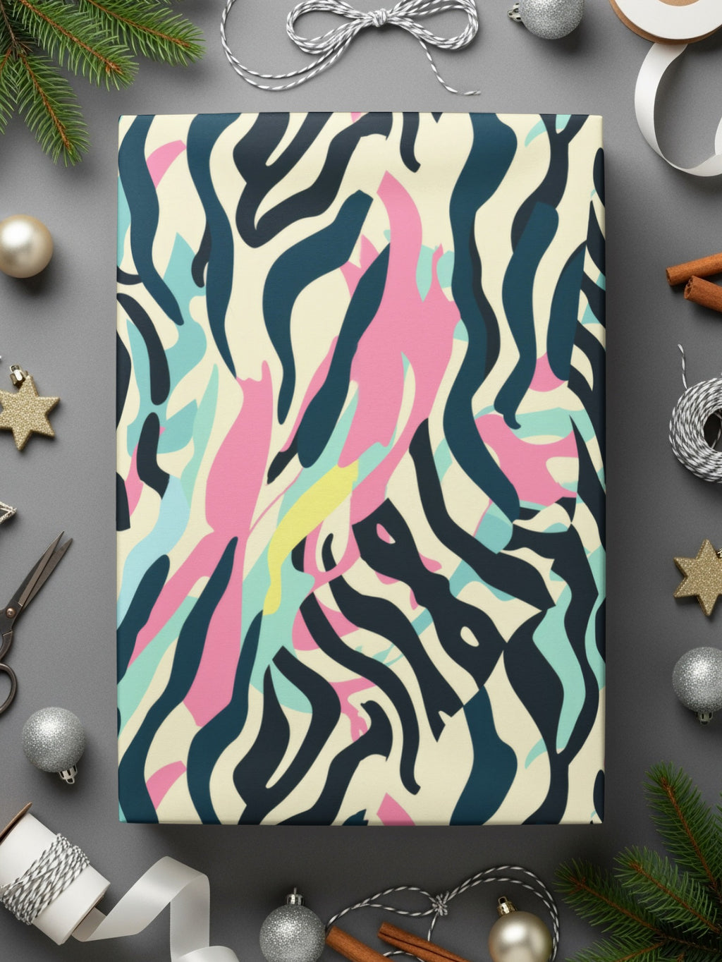 Colorful Abstract Zebra Stripes Gift Wrap Product