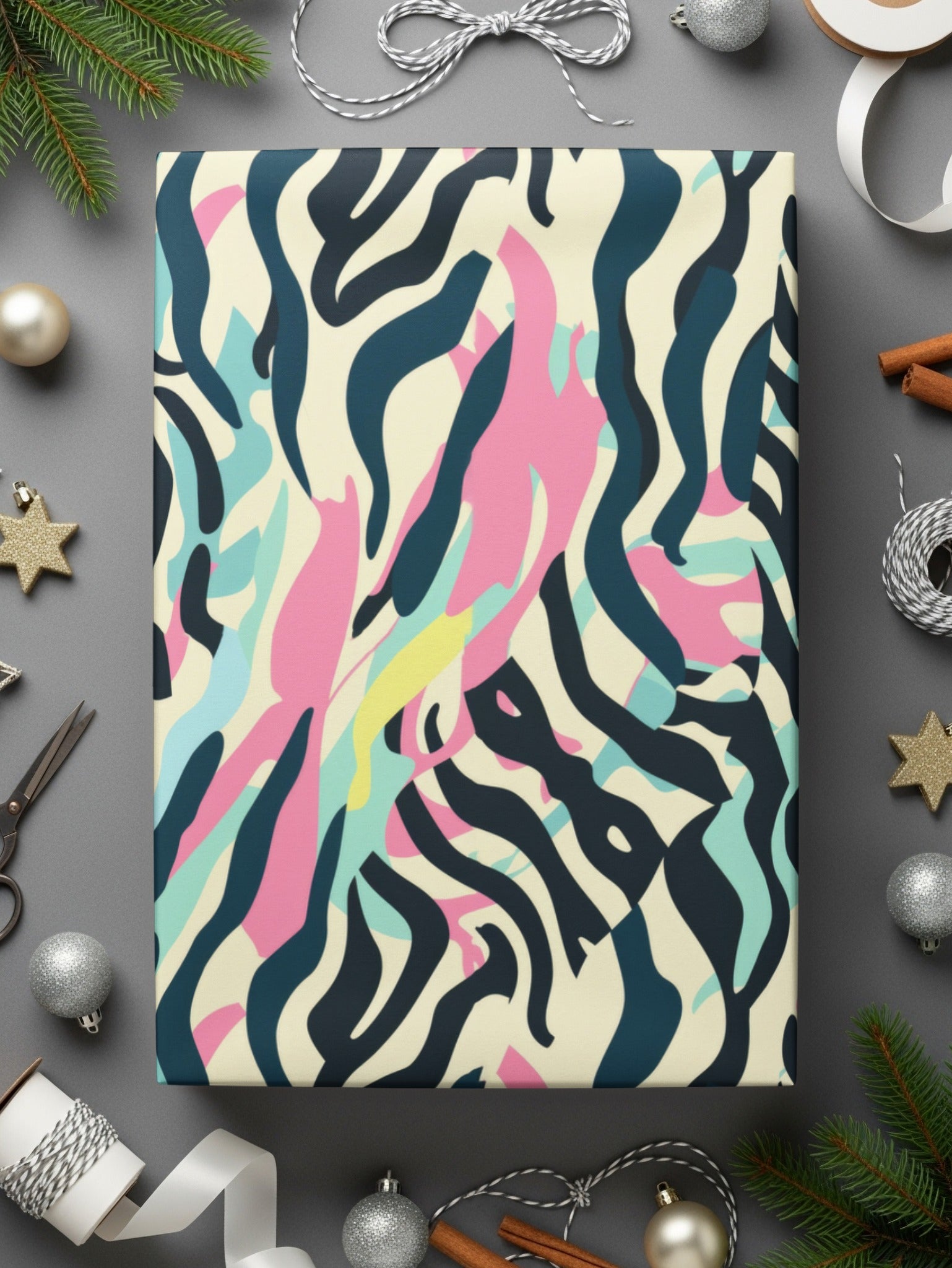 Colorful Abstract Zebra Stripes Gift Wrap Product