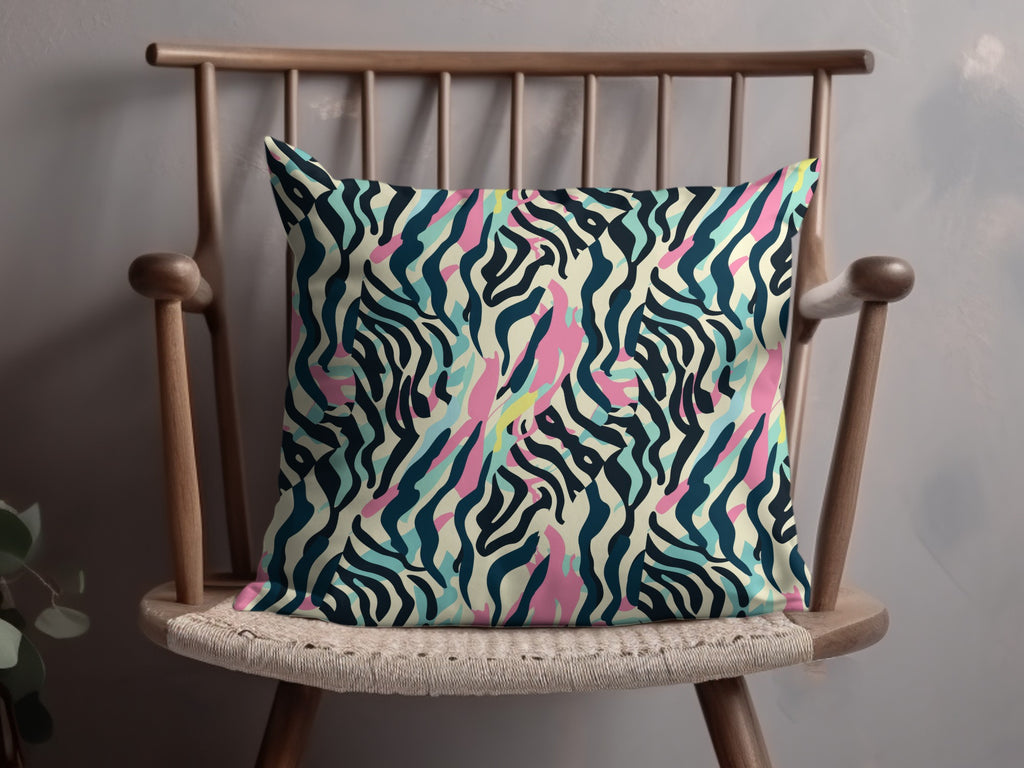 Abstract Multicolor Zebra Print Throw Pillow Product
