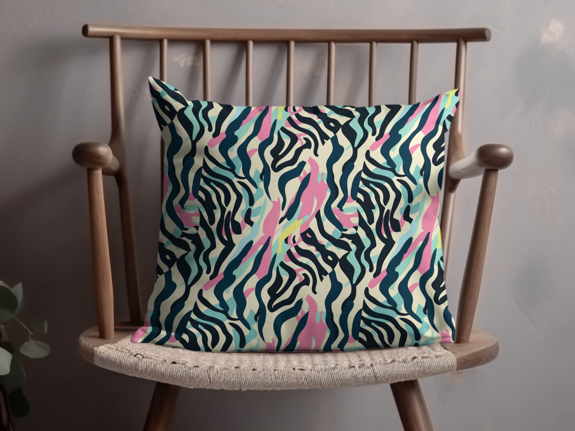 Abstract Multicolor Zebra Print Throw Pillow Product