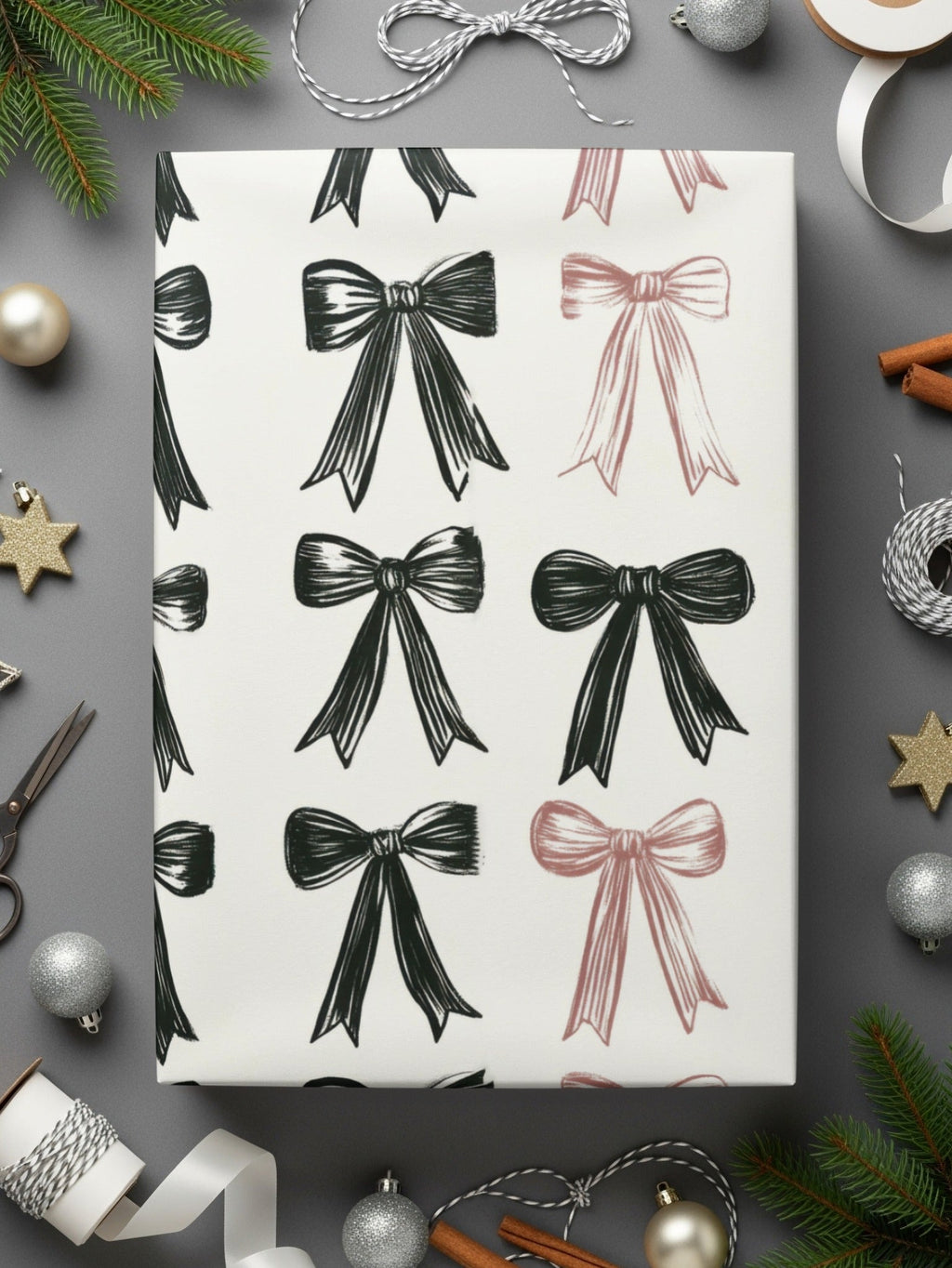 Shabby Chic Bows Pattern Black Bows Design | Trendy Digital Download | Boho Bows, Coquette Bows Seamless Pattern - Moore and Mountain