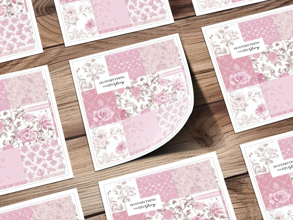 Floral Patchwork Design 'Do Everything For His Glory' Cards