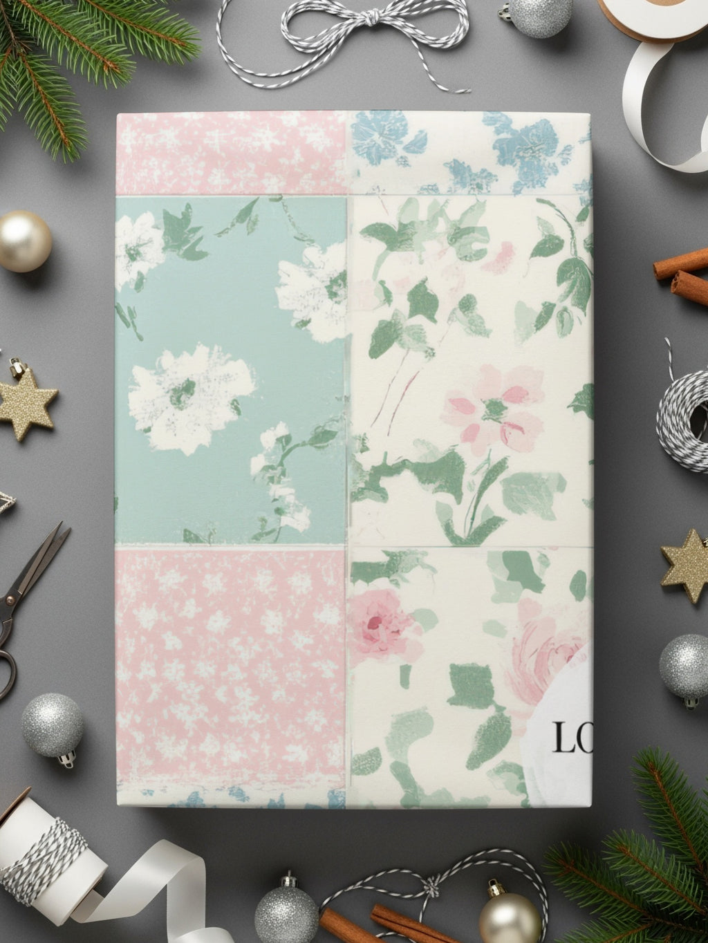 Floral Patchwork Design Multicolor Wrapping Paper