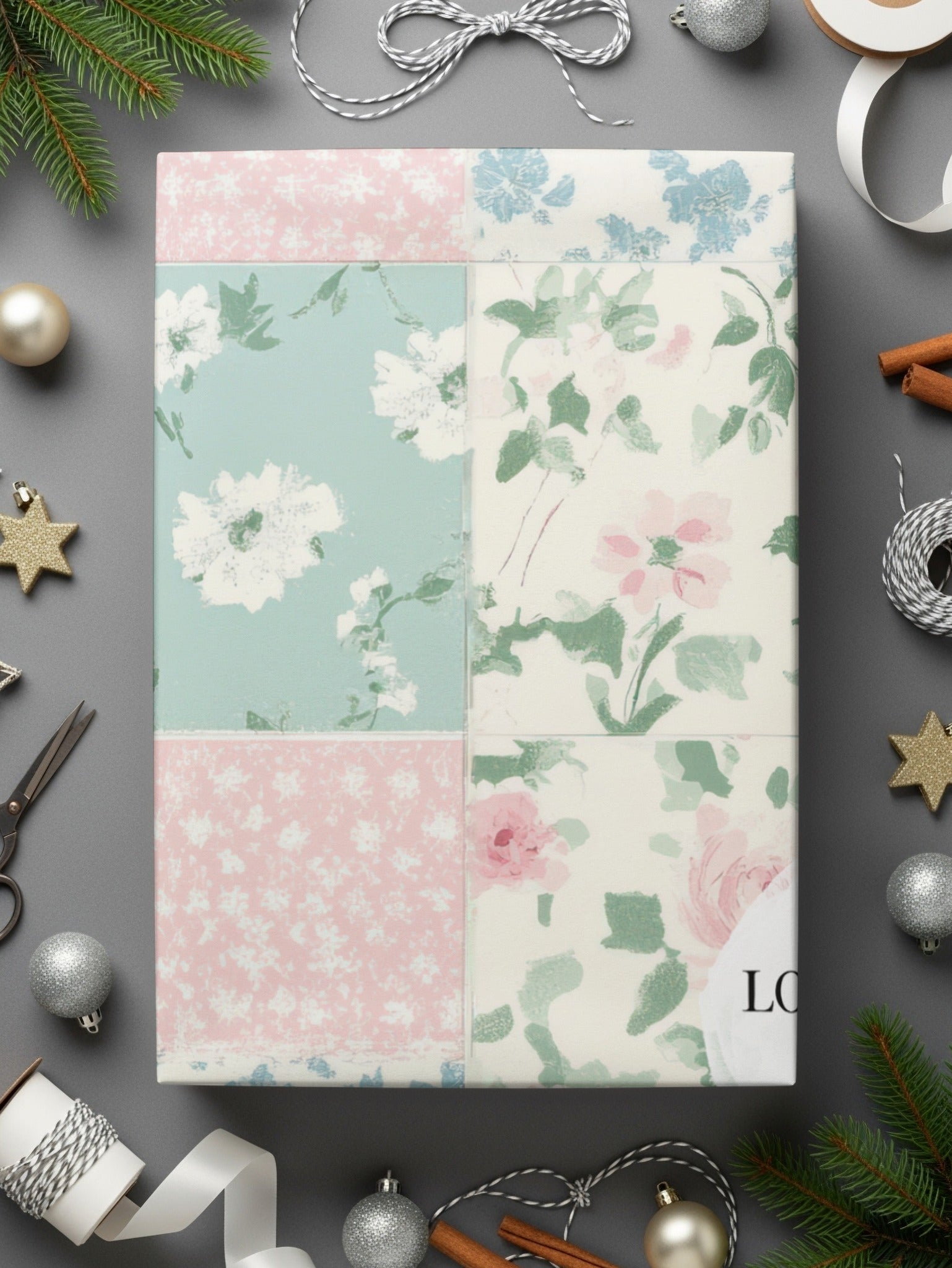 Floral Patchwork Design Multicolor Wrapping Paper