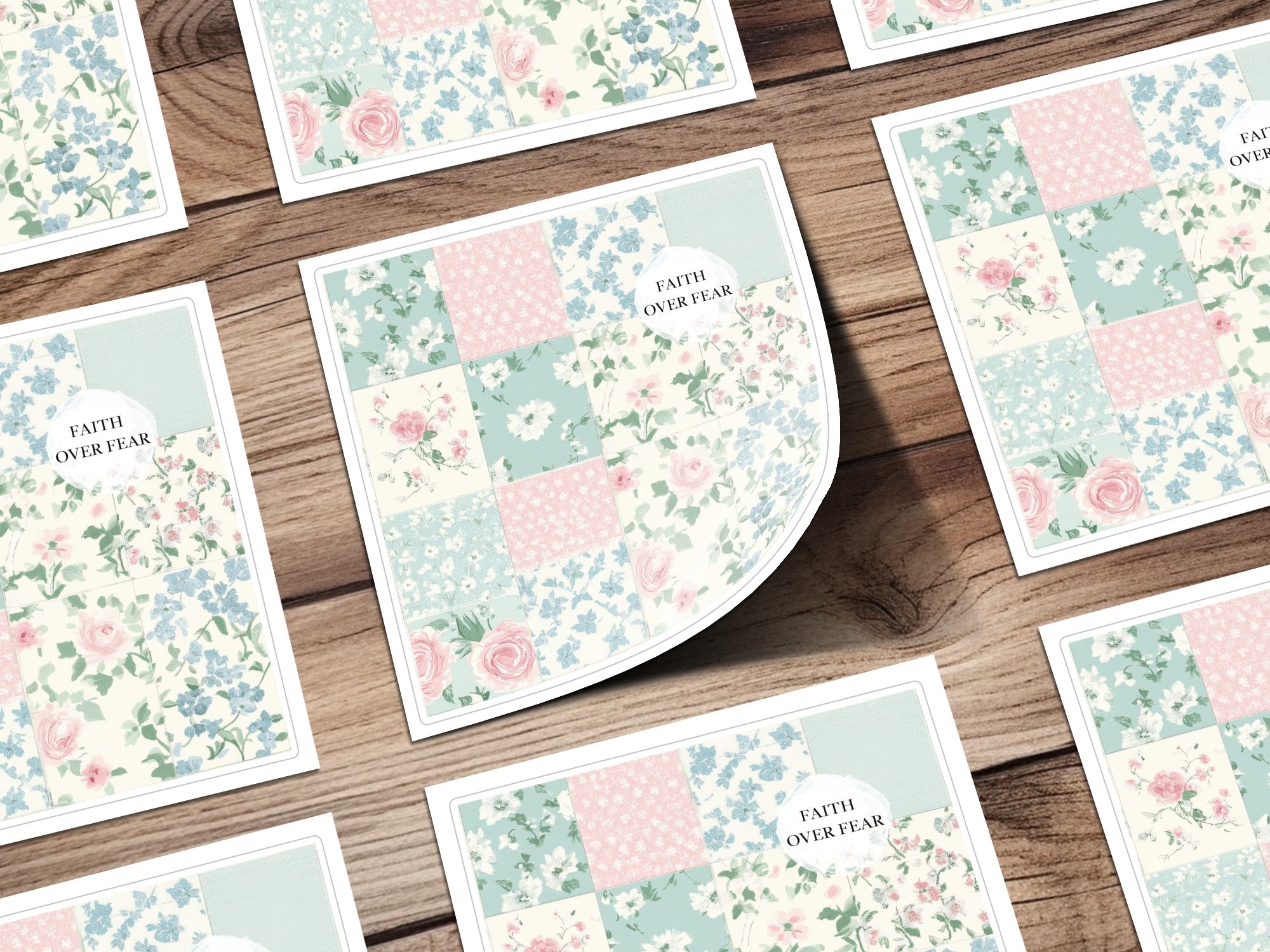 'Faith Over Fear Floral Design Decorative Card set'