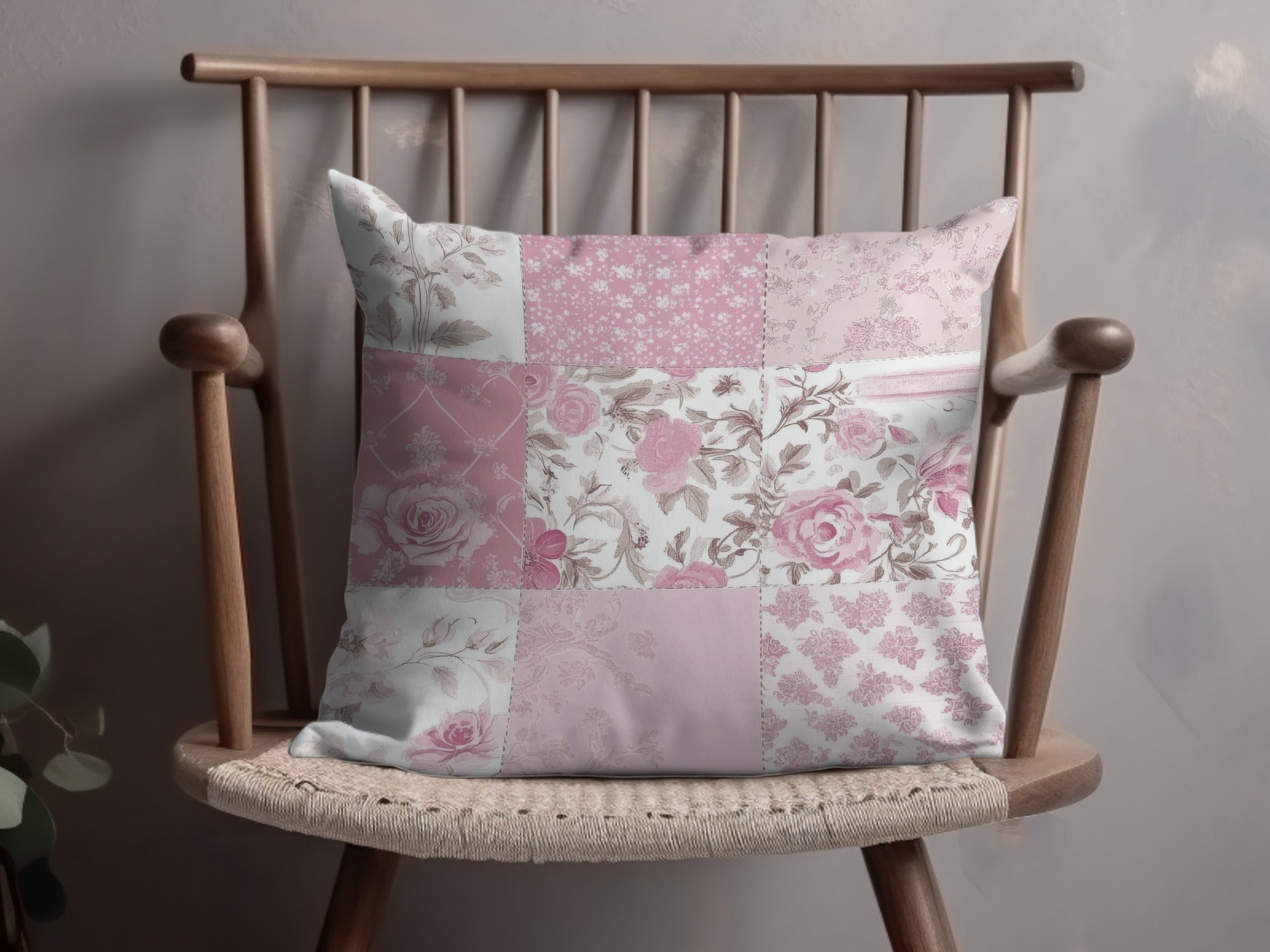 Floral Patchwork Design Cushion Cover for Stylish Home Decor