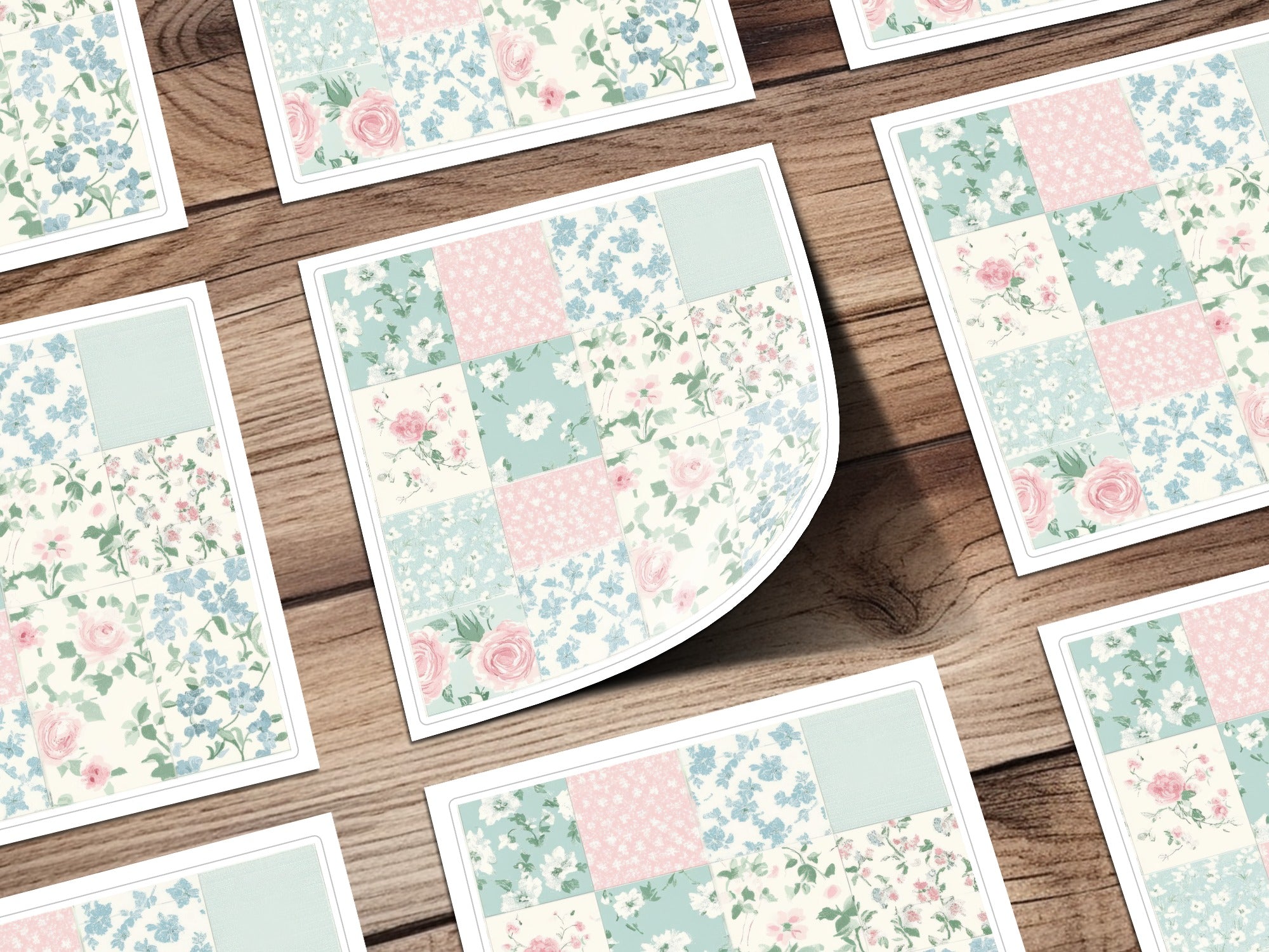 Floral Patchwork Design Peel and Stick Wallpaper Sheets