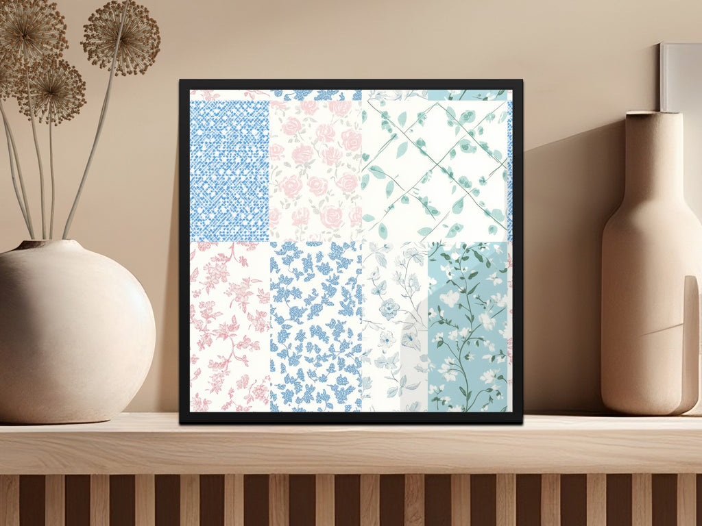 Floral Patterned Multi-Design Framed Wall Art Decor
