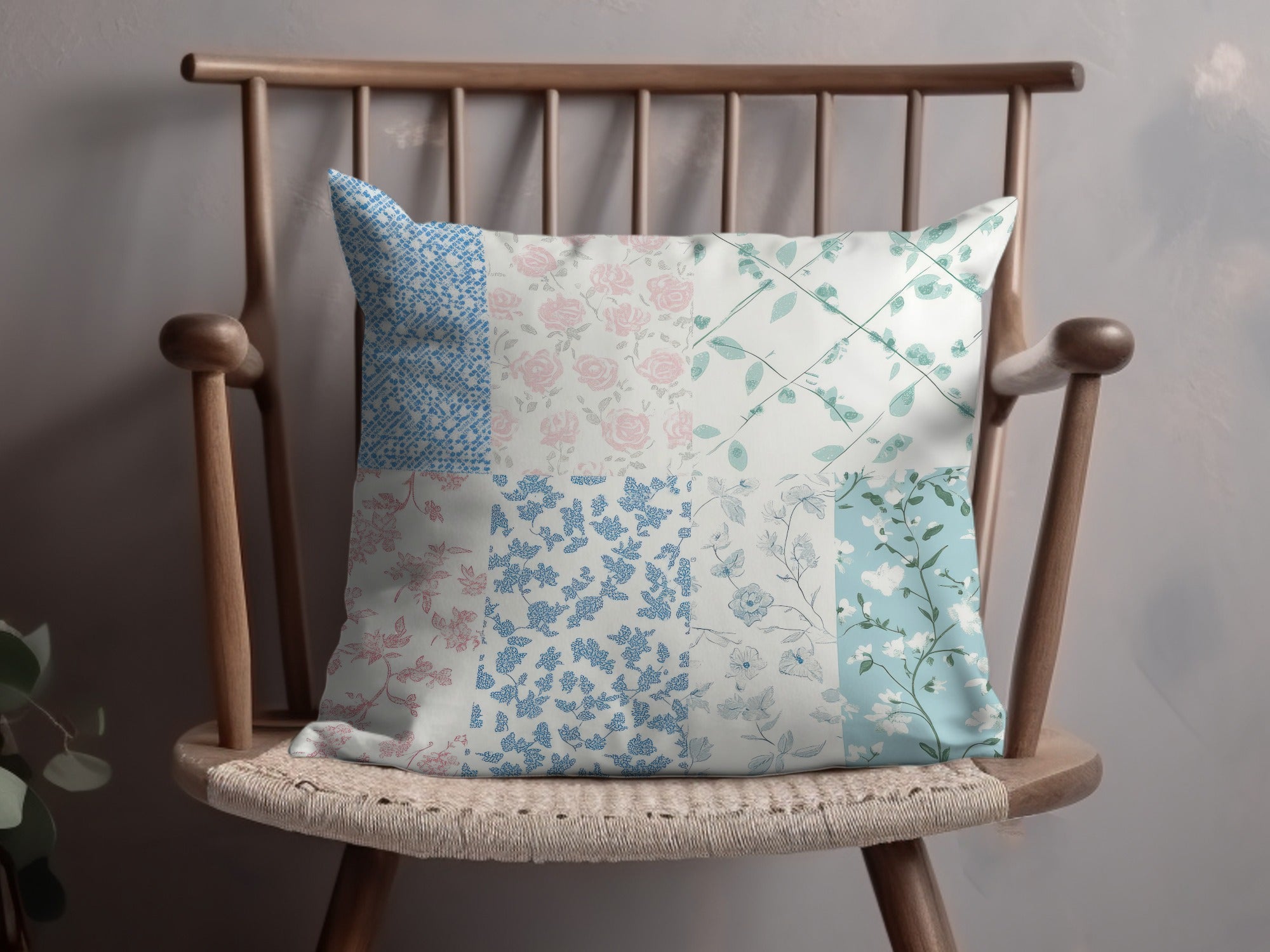Floral Patchwork Cushion Cover Decorative Pillow