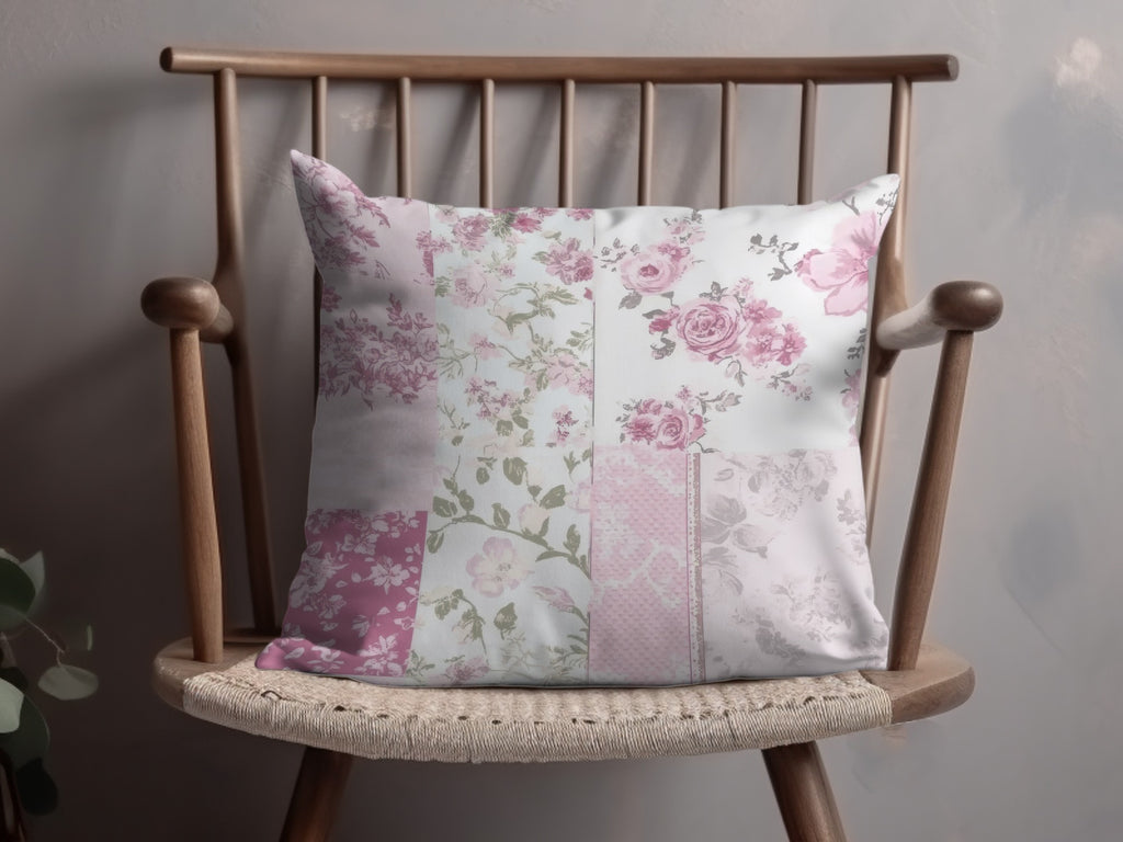 Floral Patchwork Print Throw Pillow For Home Decor