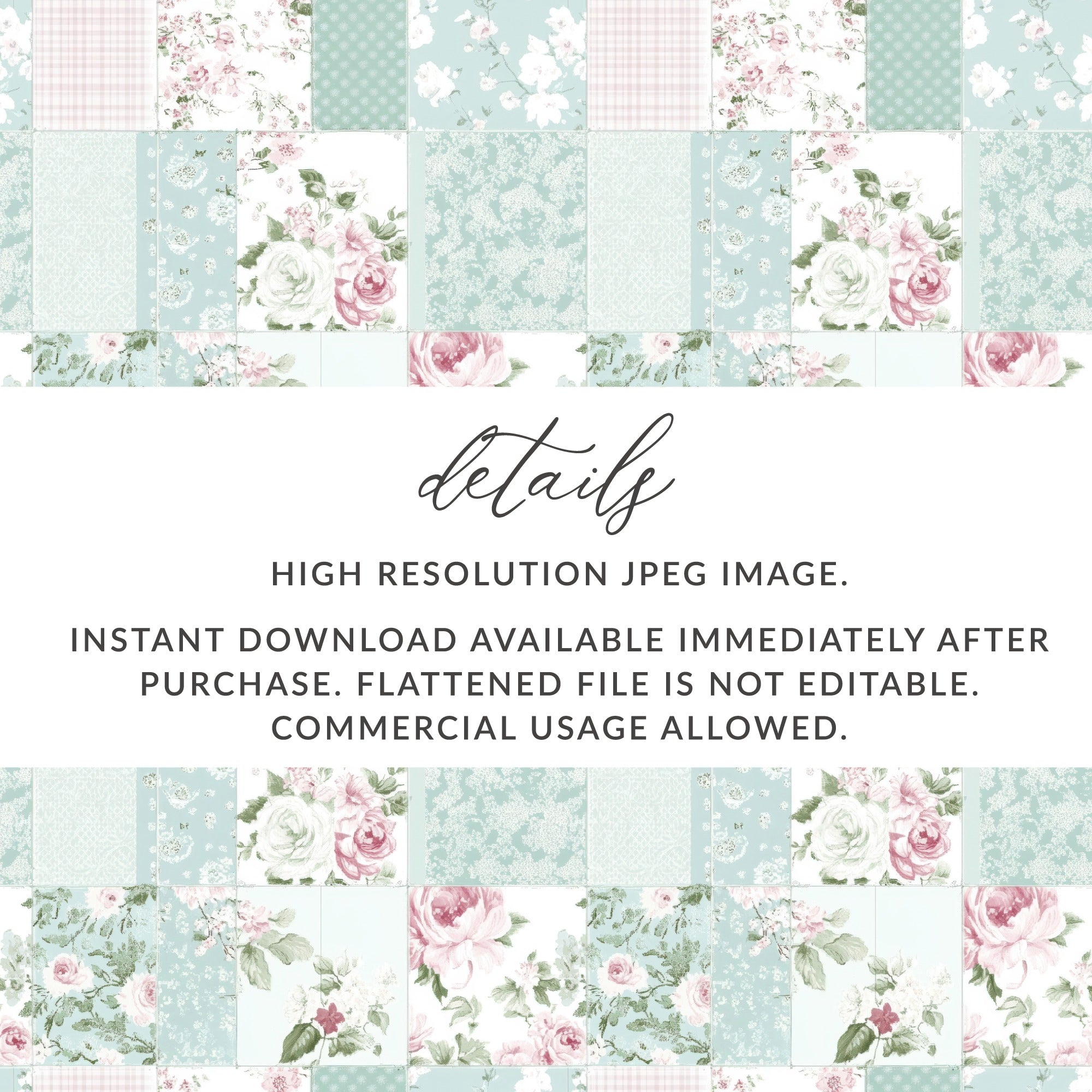High Resolution JPEG Image with Floral Patchwork Design
