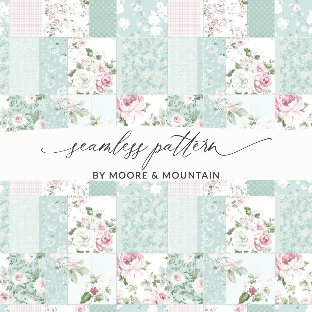 Floral and Pastel Patchwork Seamless Pattern by Moore Mountain
