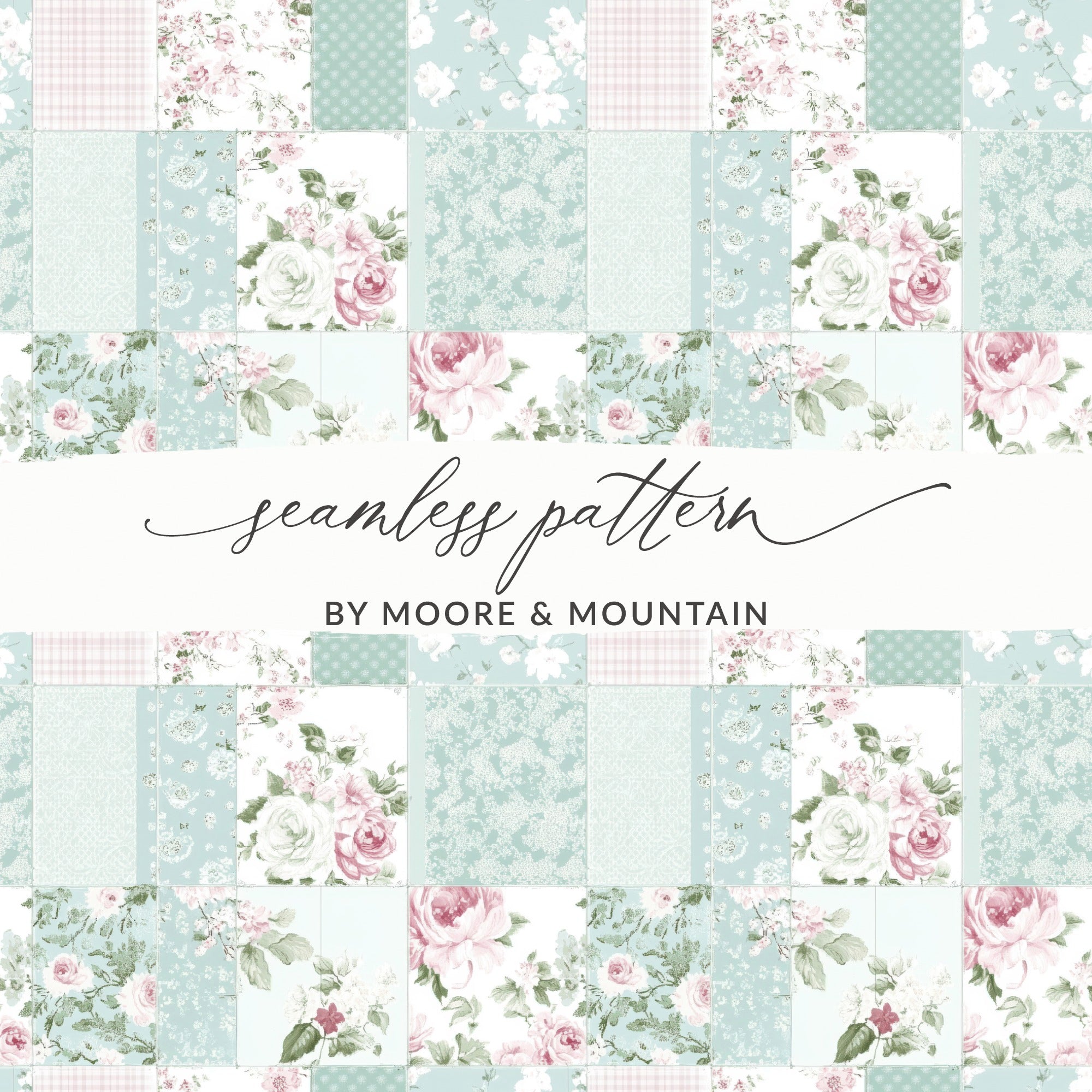 Floral and Pastel Patchwork Seamless Pattern by Moore Mountain