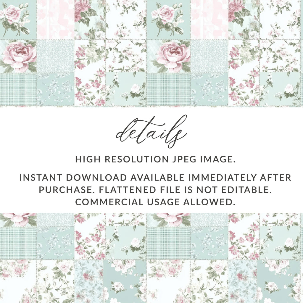 Pastel Floral Patchwork Digital Download Image