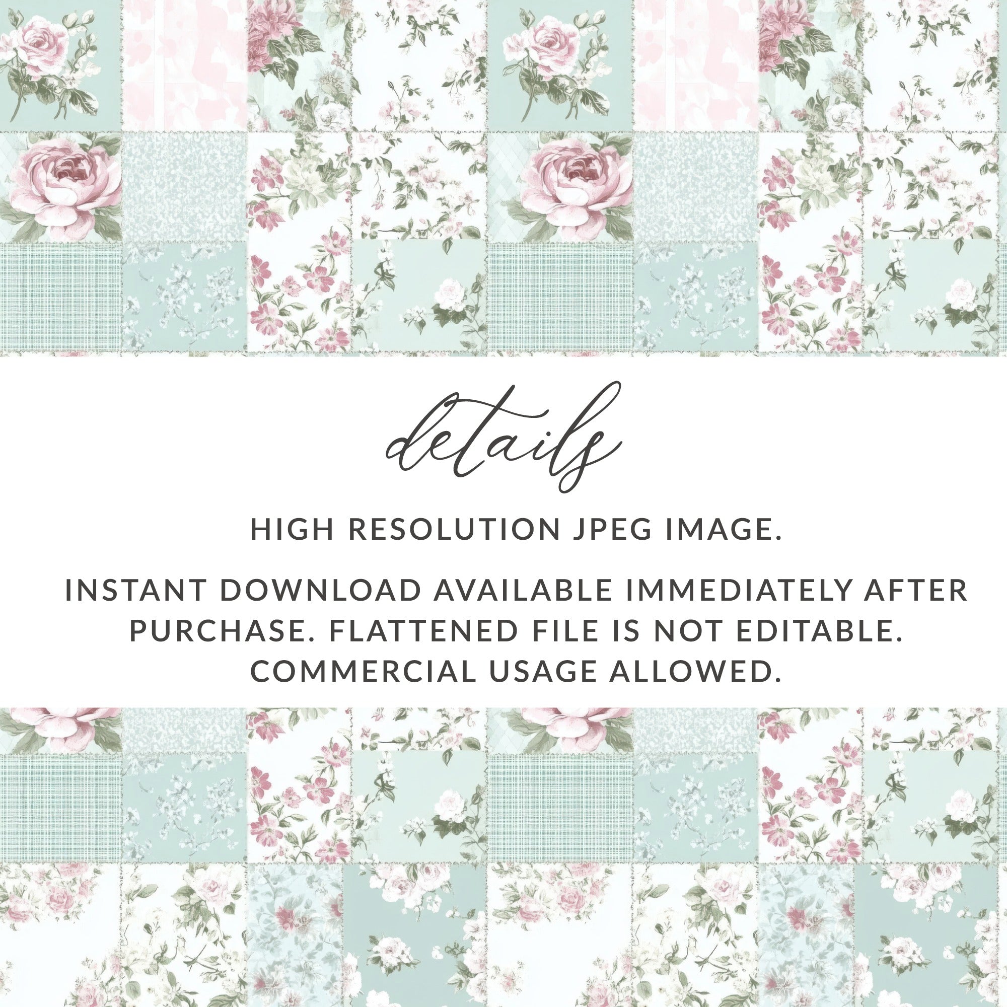 Pastel Floral Patchwork Digital Download Image