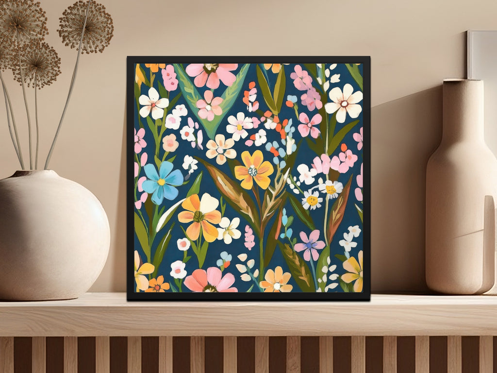 Colorful Floral Pattern Wall Art Print Decor