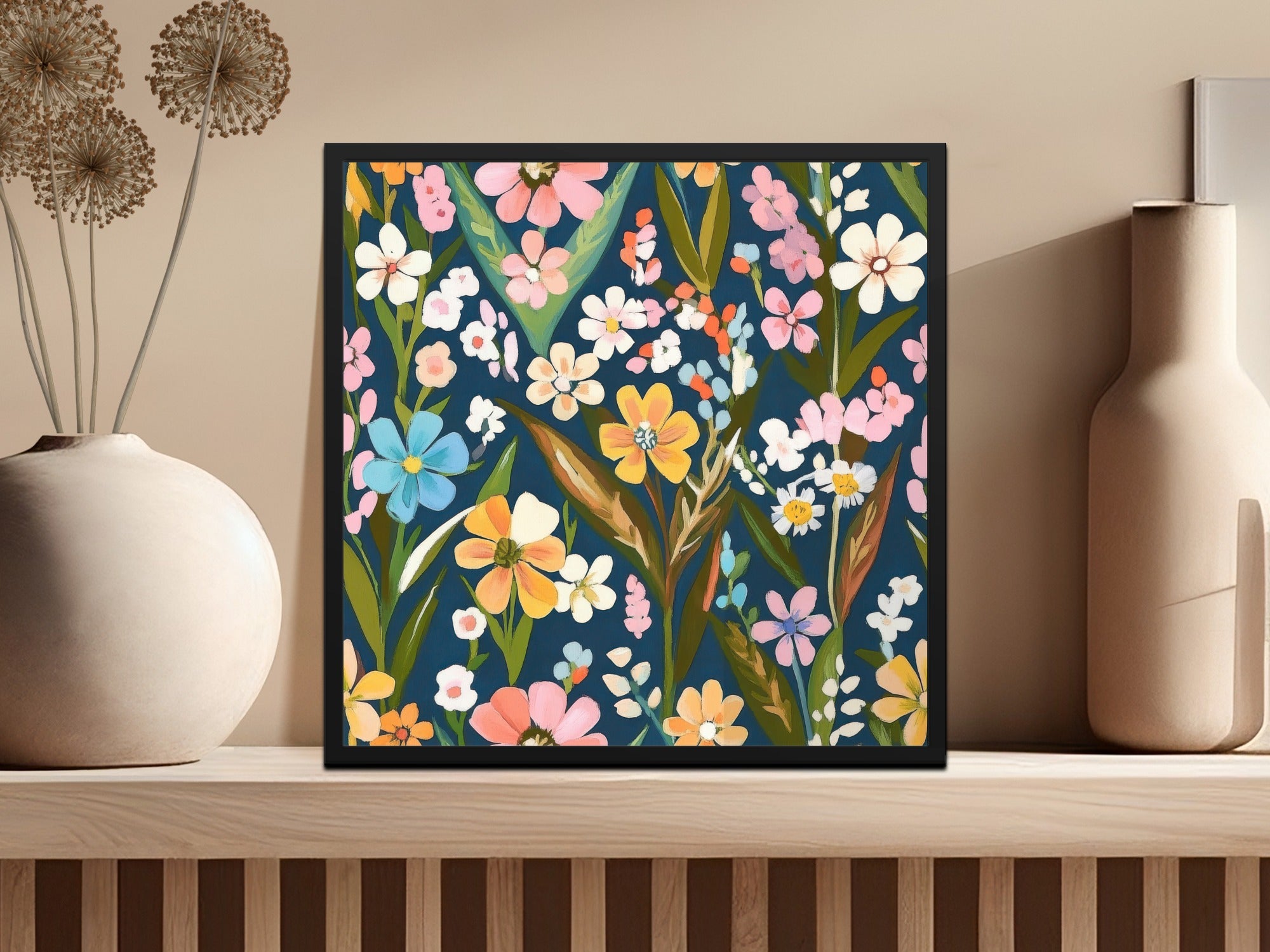 Colorful Floral Pattern Wall Art Print Decor