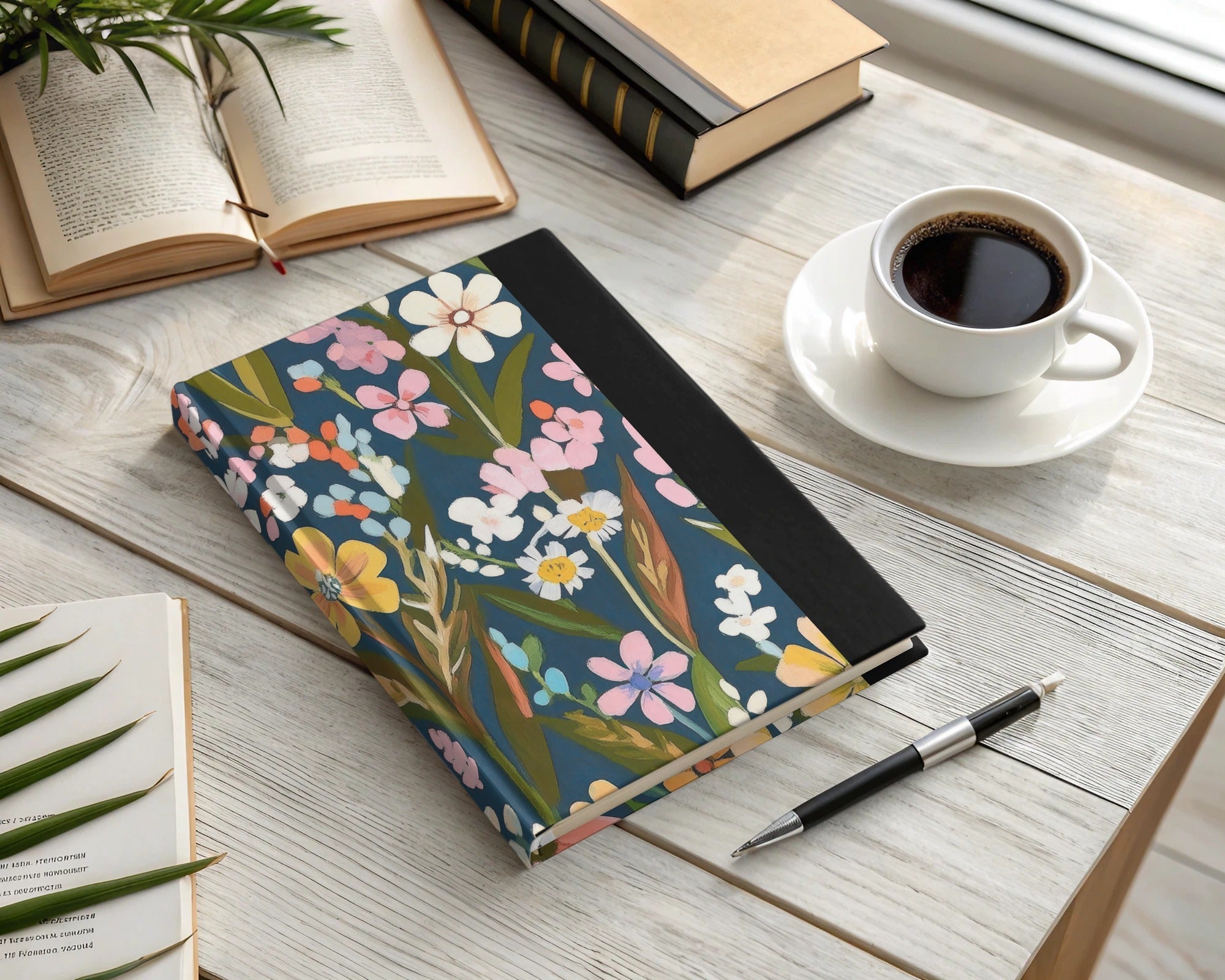 Floral Design Hardcover Journal with Garden Theme Notebook